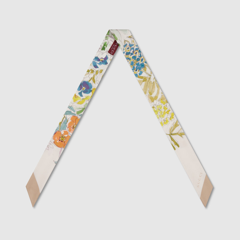 GUCCI Printed silk twill neck bow outlook