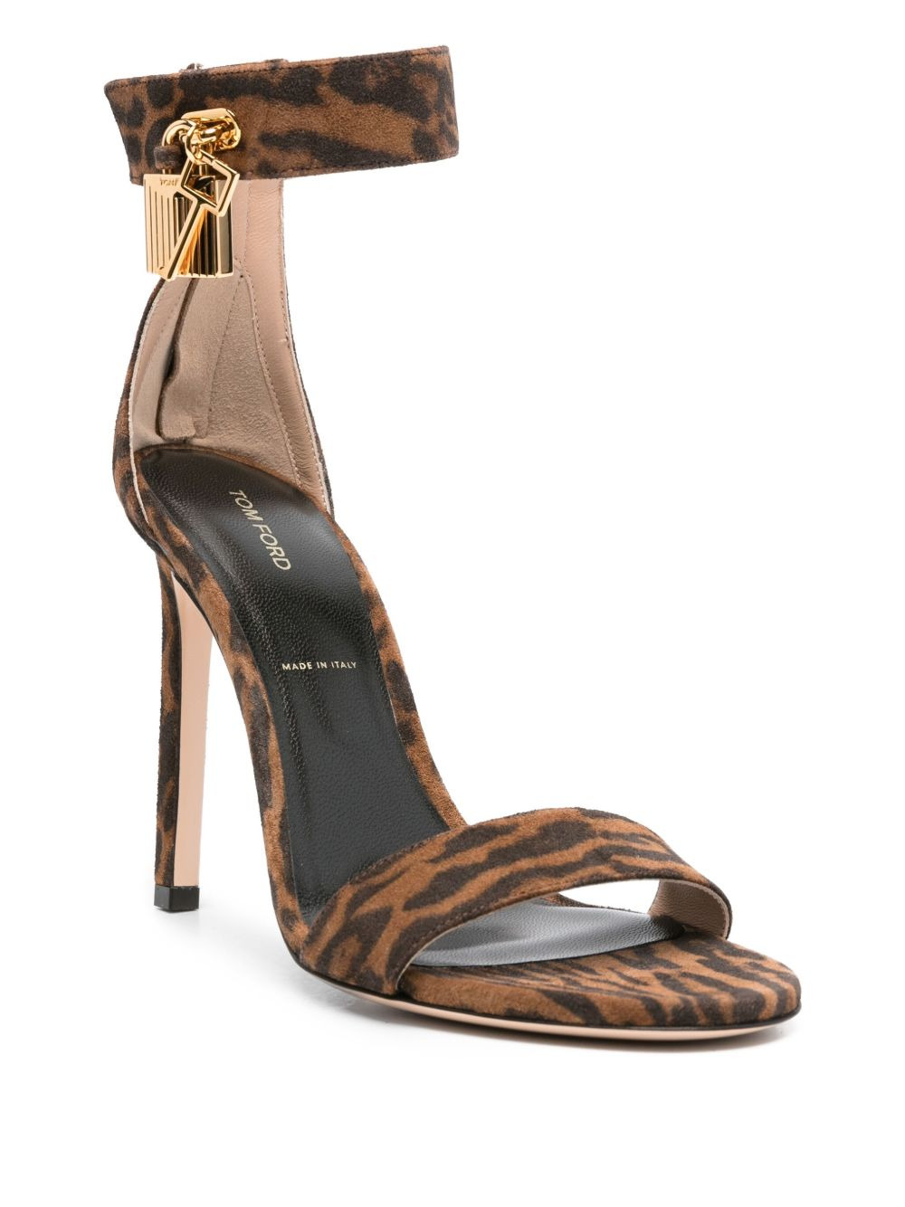 105mm padlock-detail leopard-print sandals - 2