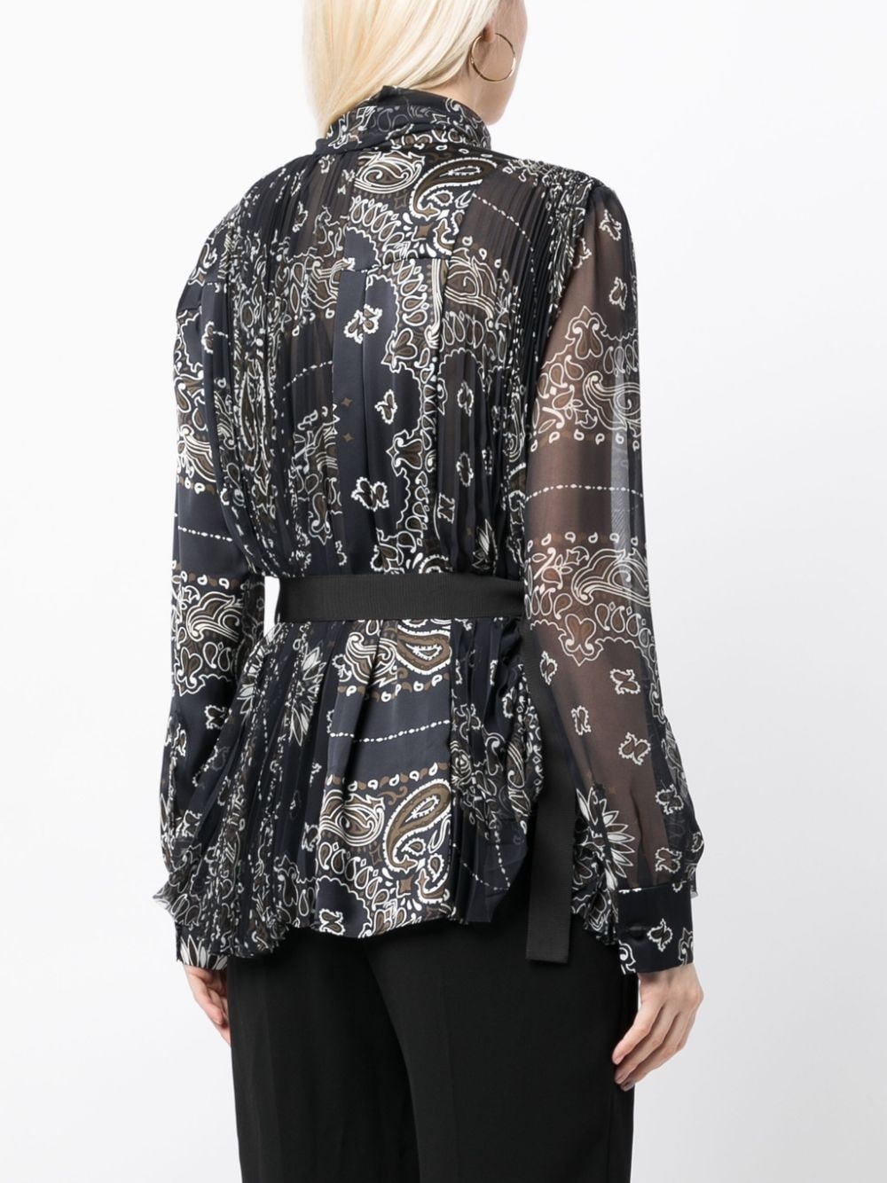 bandana-print belted blouse - 4