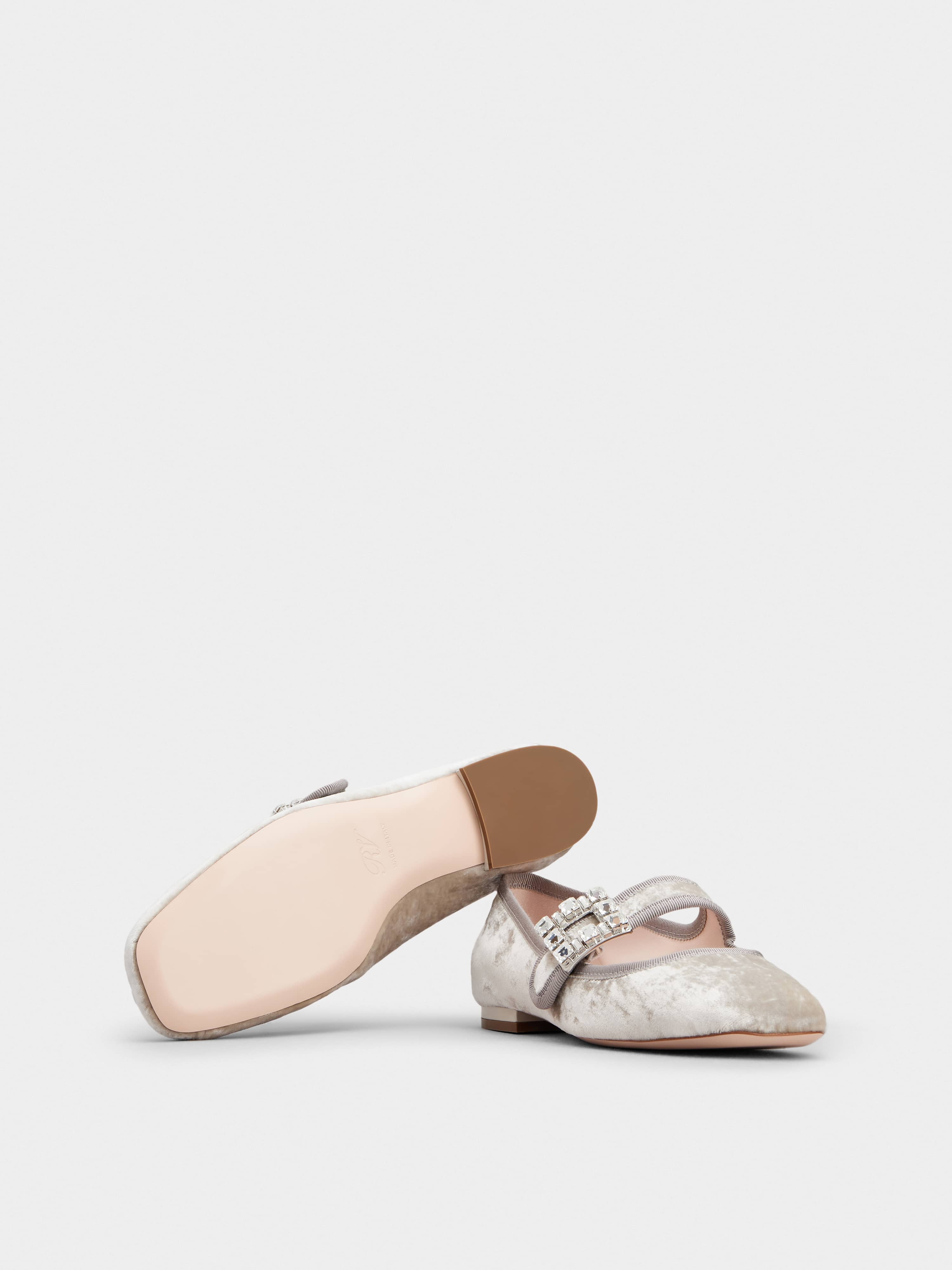 Très Vivier Strass Buckle Babies Ballerinas in Velvet - 6