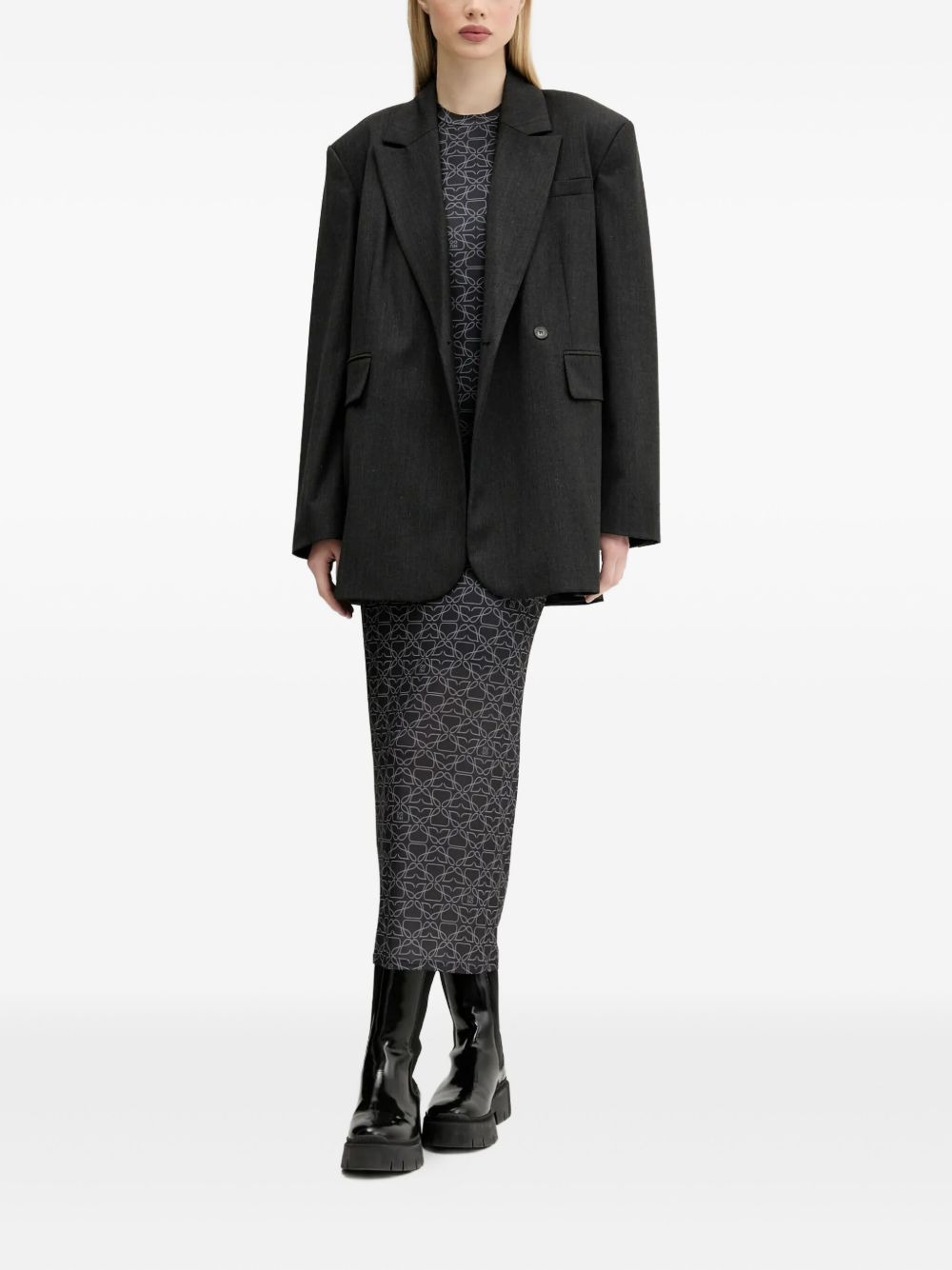 printed long-sleeve maxi dress - 2