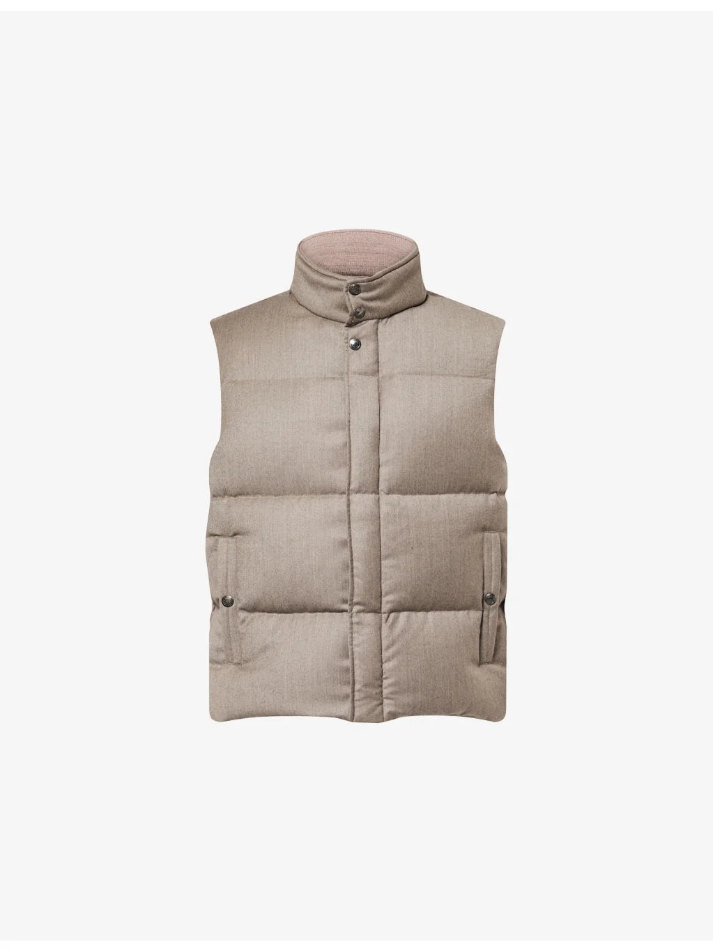 High-Neck Relaxed-Fit Wool And Cashmere-Down Gilet - 1