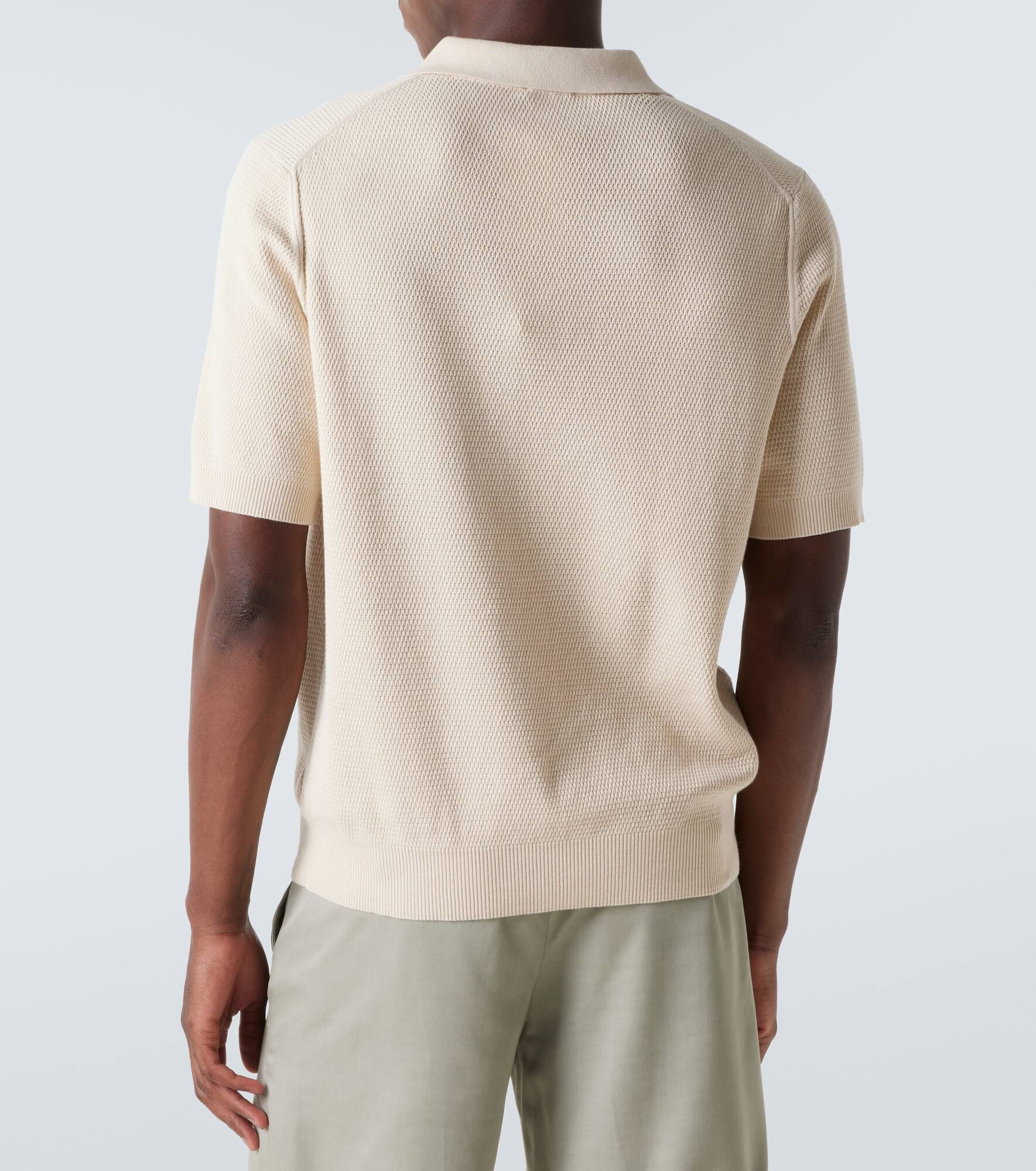 Waffle-knit cotton polo shirt - 4
