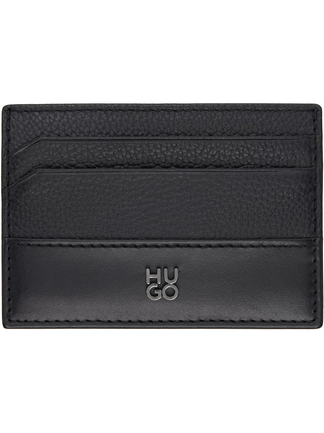 Black Stacked-Logo Trim Card Holder - 1