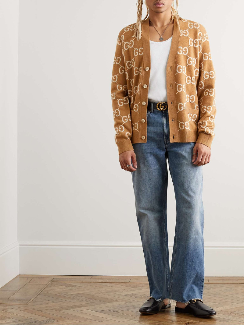 GUCCI Slim-Fit Monogrammed Wool-Jacquard Cardigan outlook