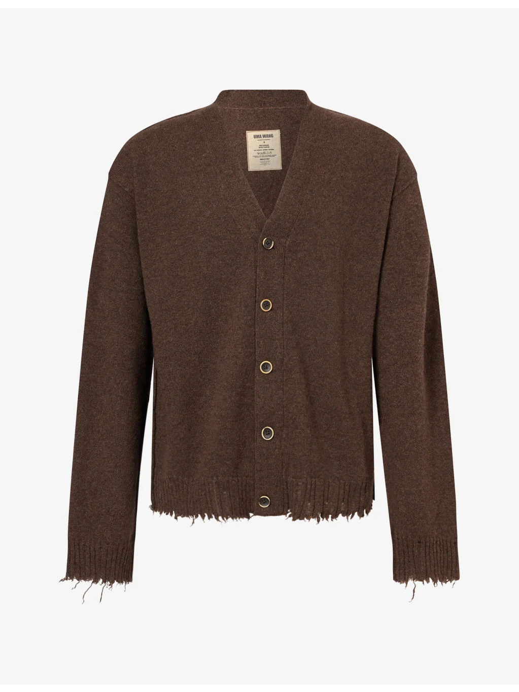 V-Neck Raw-Edge Cashmere Cardigan - 1