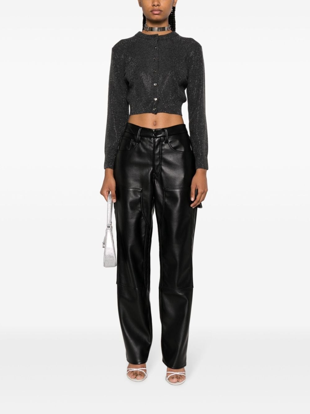 high-shine cropped cardigan - 2