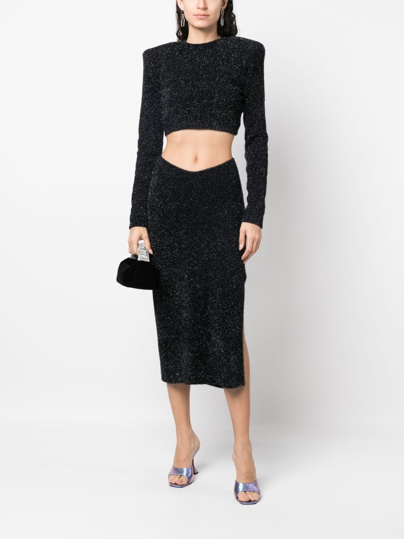 ROTATE glitter-knit open-back cropped top outlook