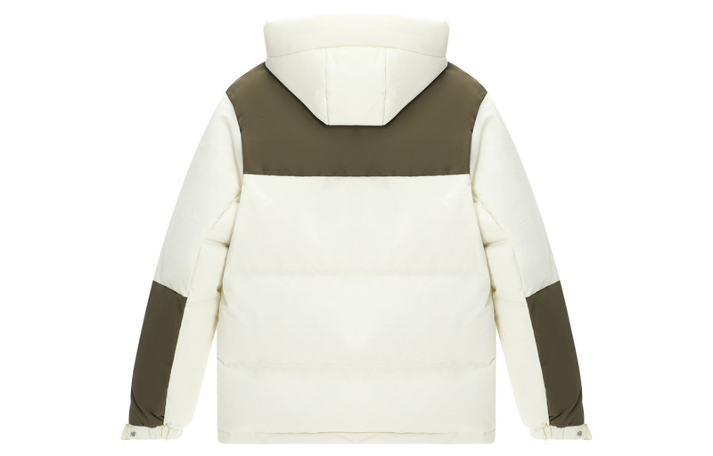 New Balance New Balance Windproof Hooded Down Jacket 'White Olive Green' AMJ24377-CIC outlook