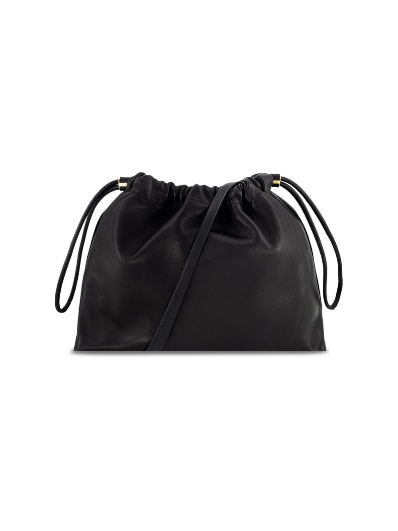 Women's Sarai Leather Drawstring Crossbody Bag - Black 4