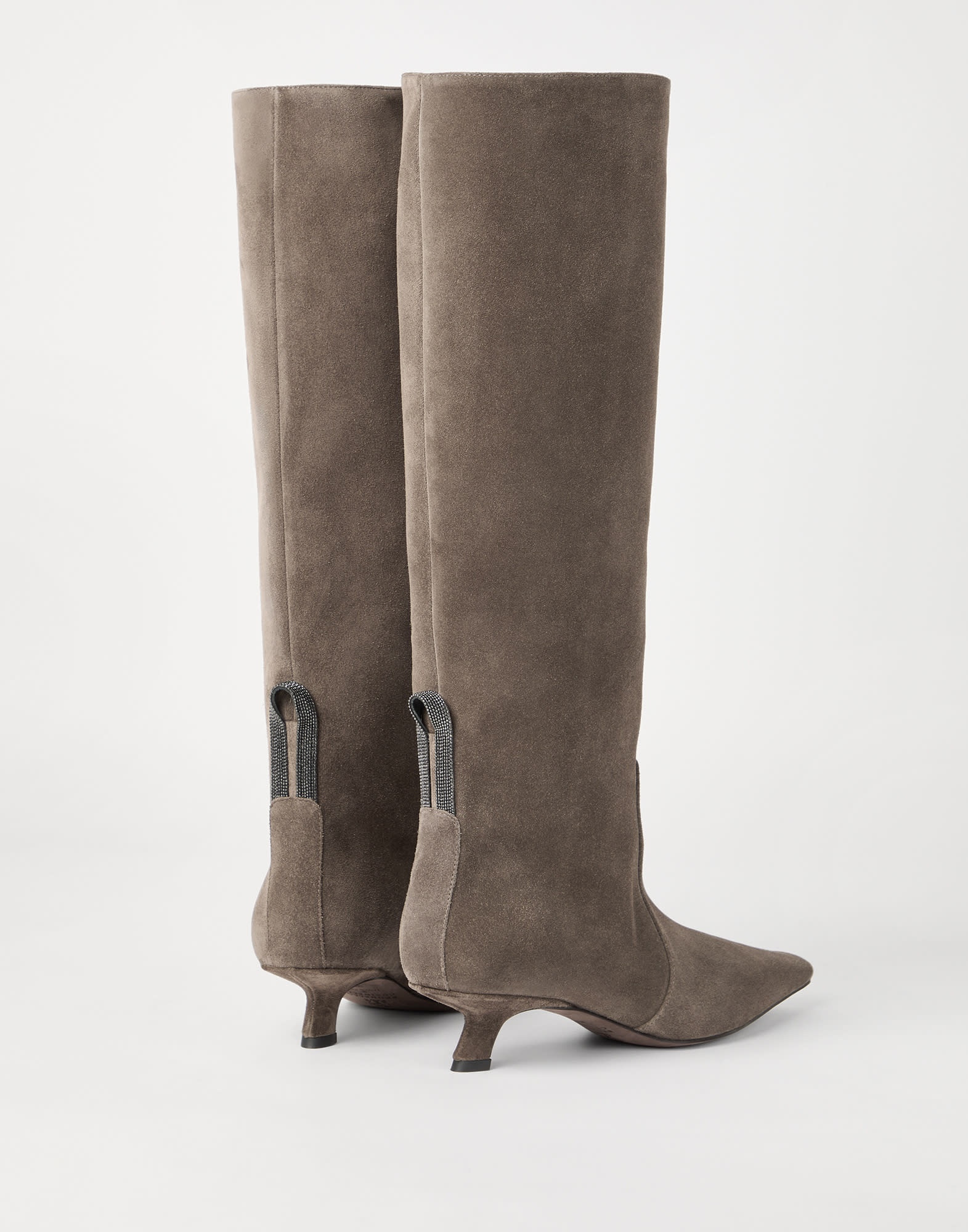 Suede city boots with shiny loop detail - 2