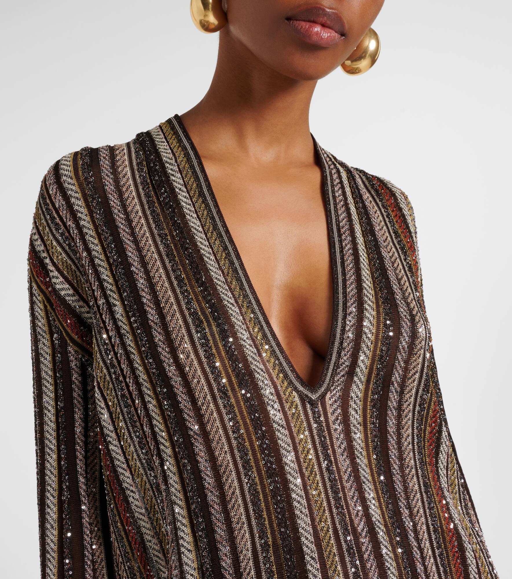 Striped sequined lamé maxi dress - 4