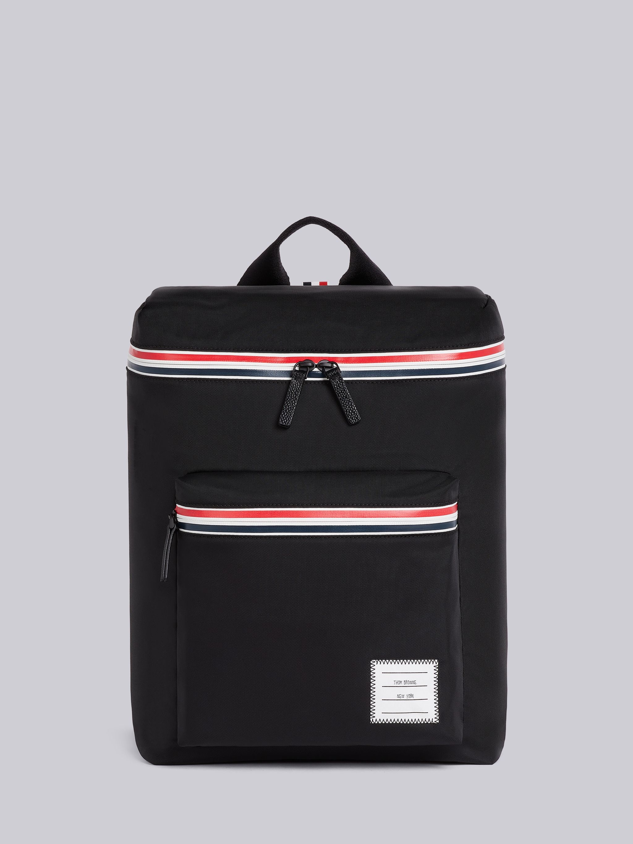 Black Nylon Tricolor Zipper Backpack - 1