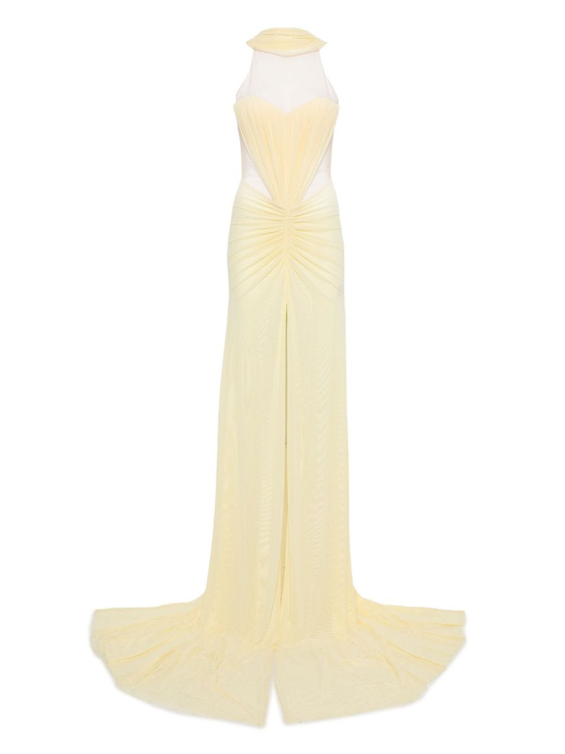 tulle-insert draped maxi dress 1