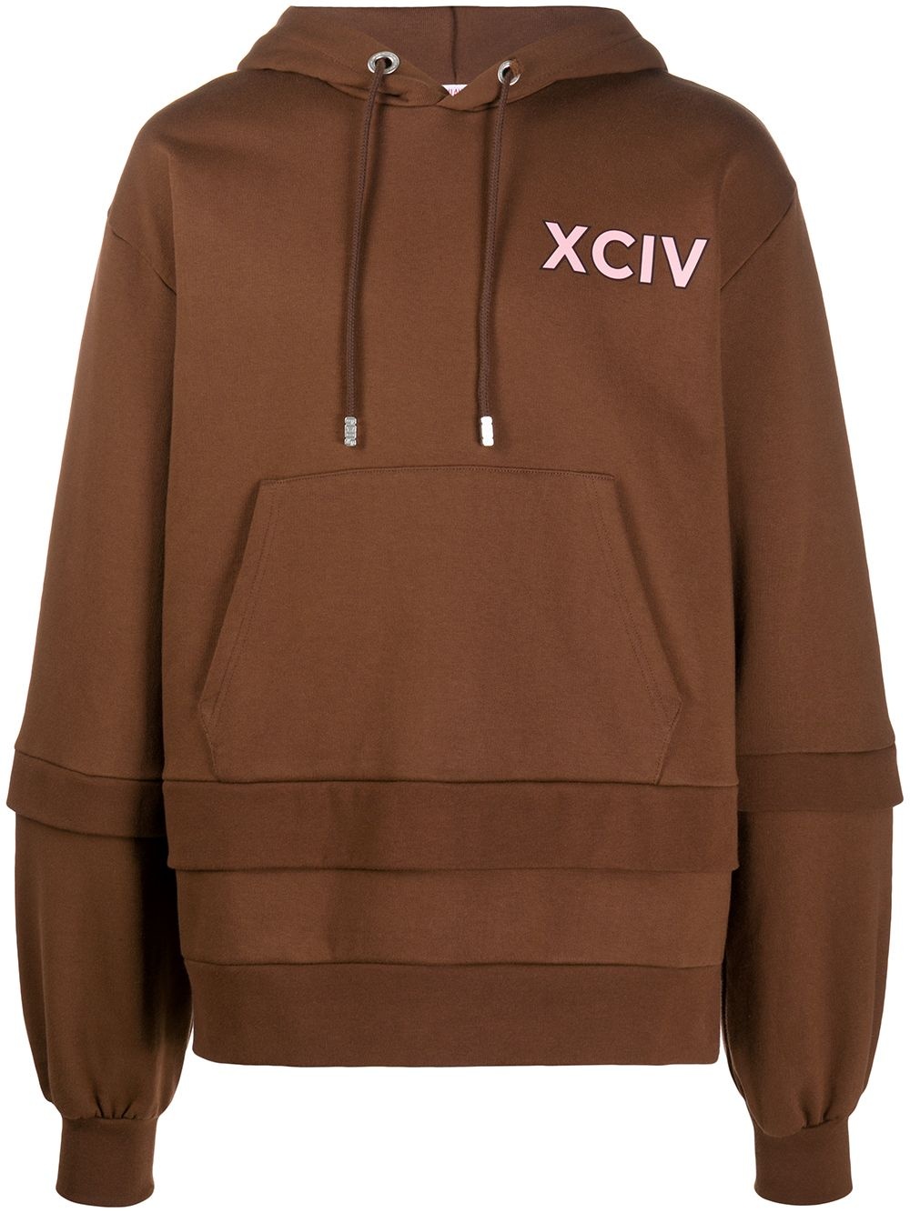 logo print layered hoodie - 1