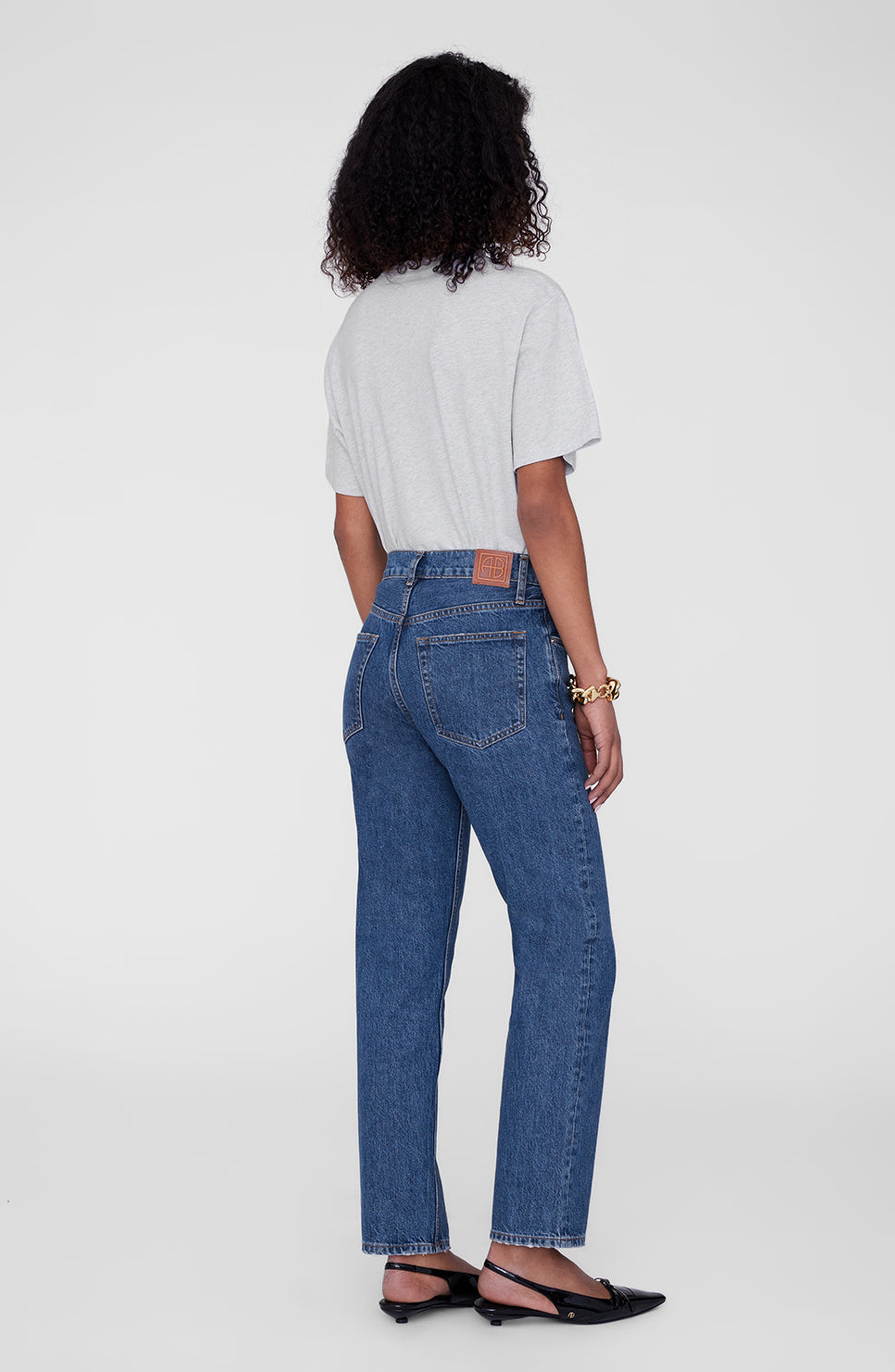 ANINE BING Lili Tee Framed Monogram in Heather Grey at Nordstrom - 2