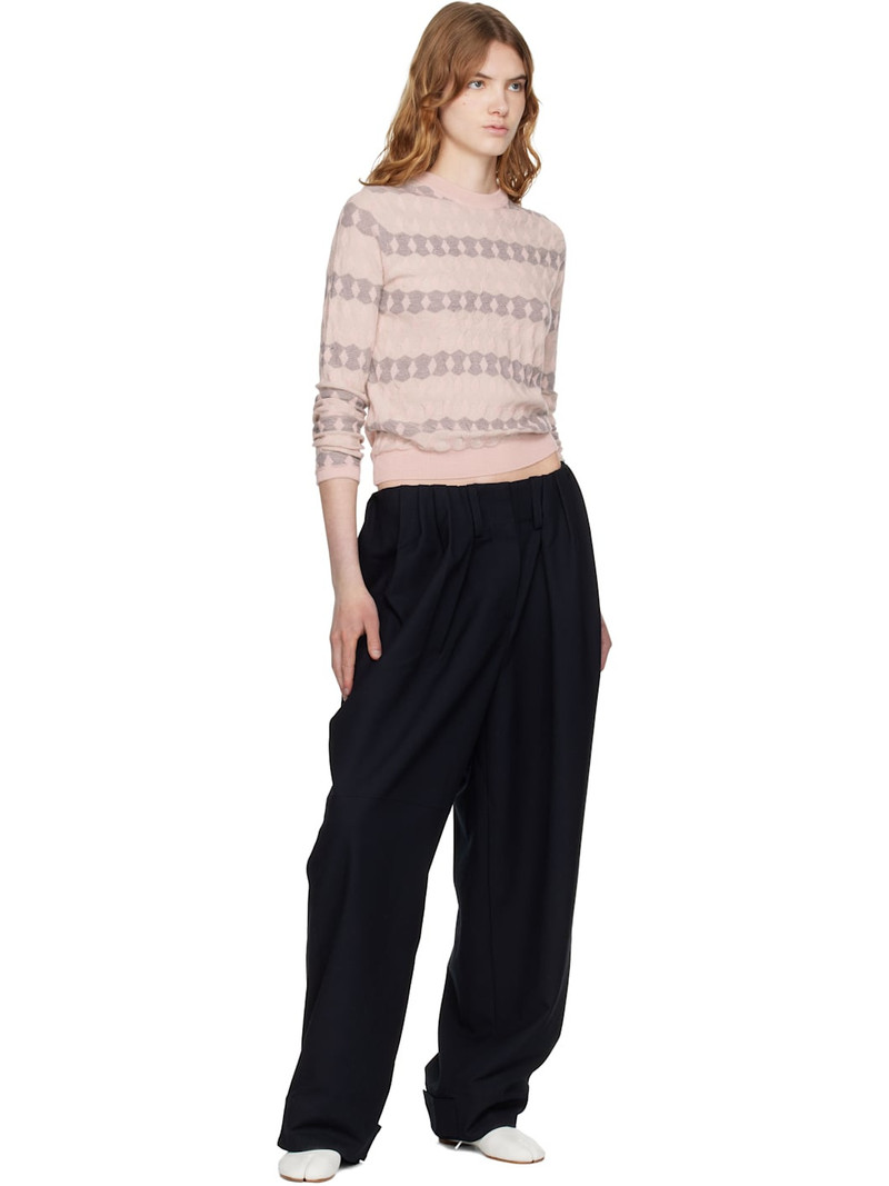 OPEN YY Pink Jacquard Pullover Sweater outlook