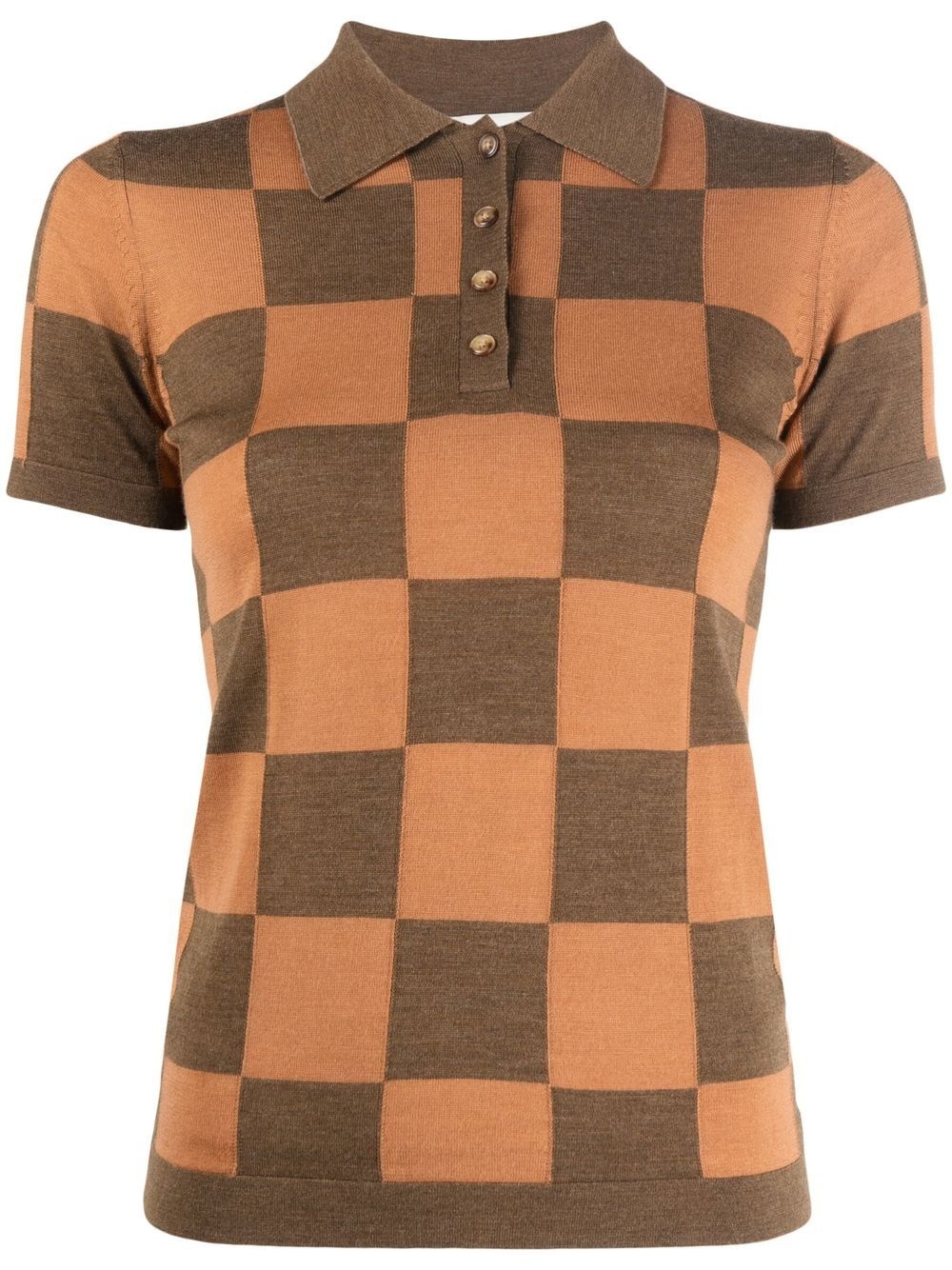 checkerboard-pattern polo shirt - 1