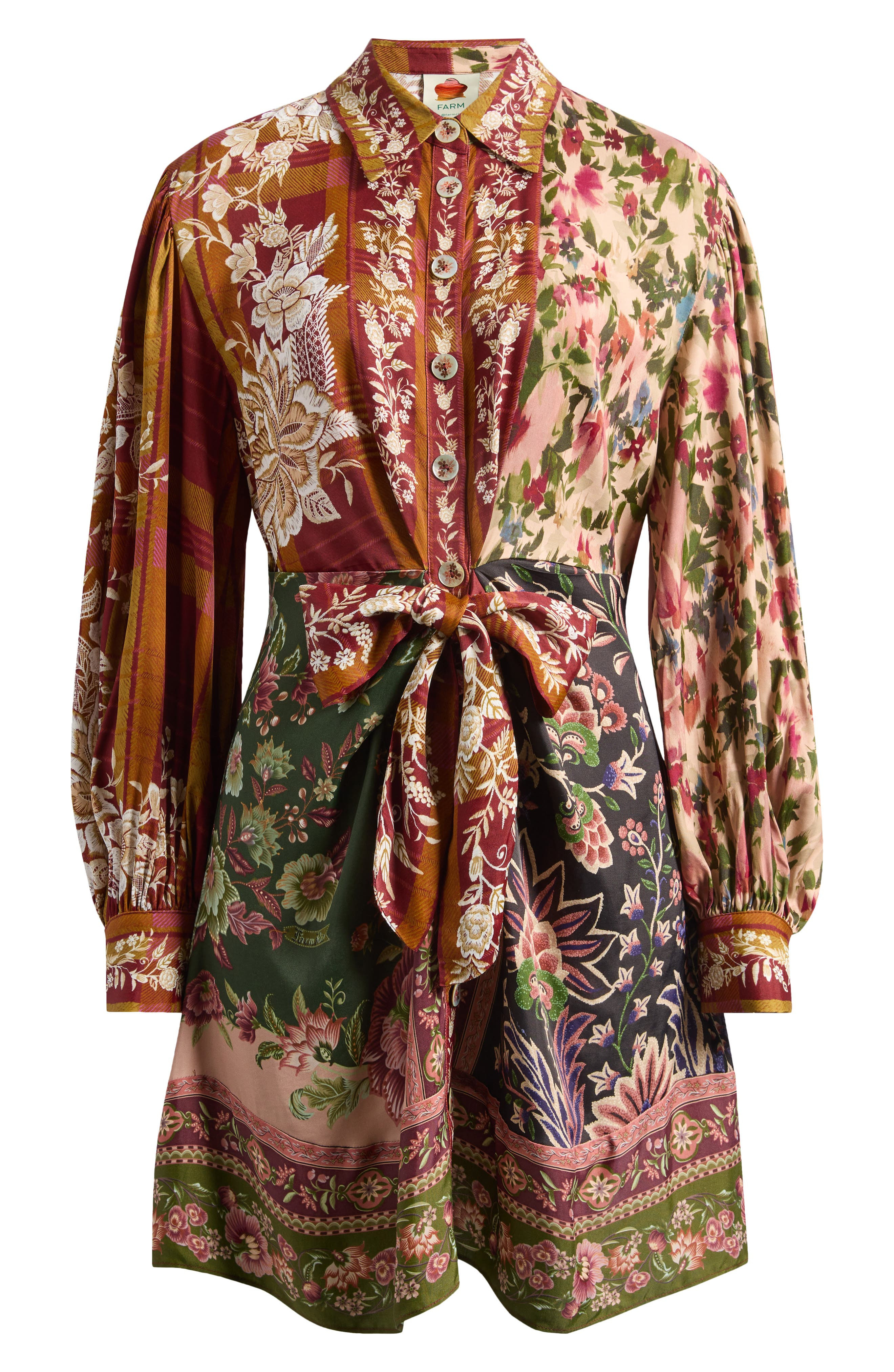 FARM Rio Winter Garden Long Sleeve Minidress in Winter Garden Mix at Nordstrom - 5