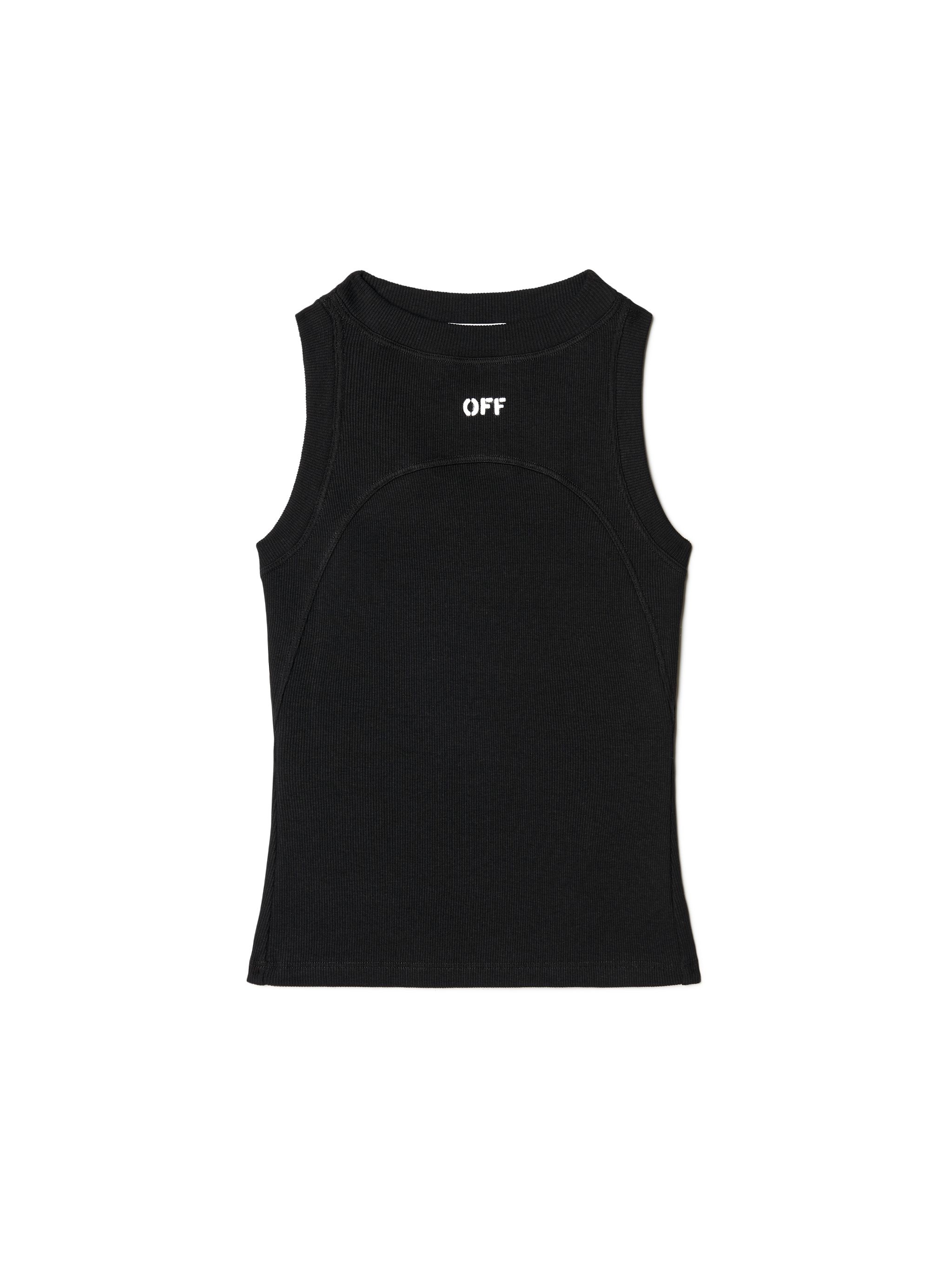 Off Stamp Rib Round Tank Top - 1