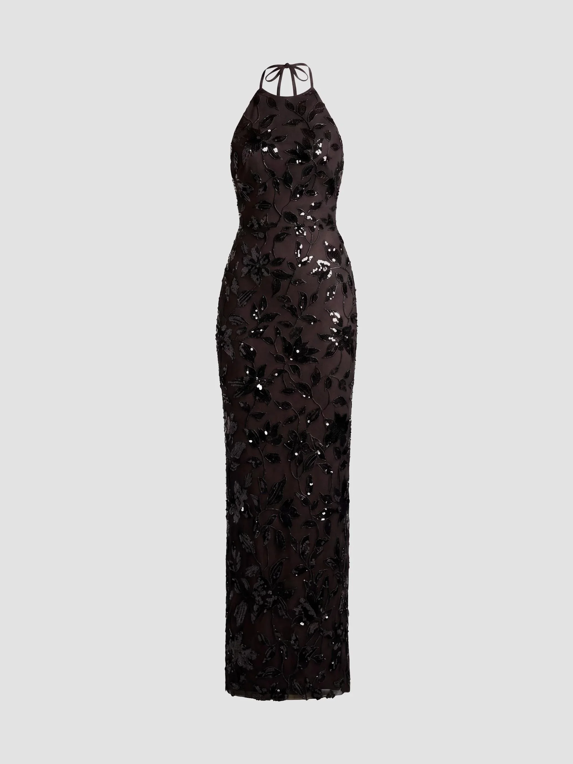 Women's Raven Halterneck Column Gown - Black Mocha - 1