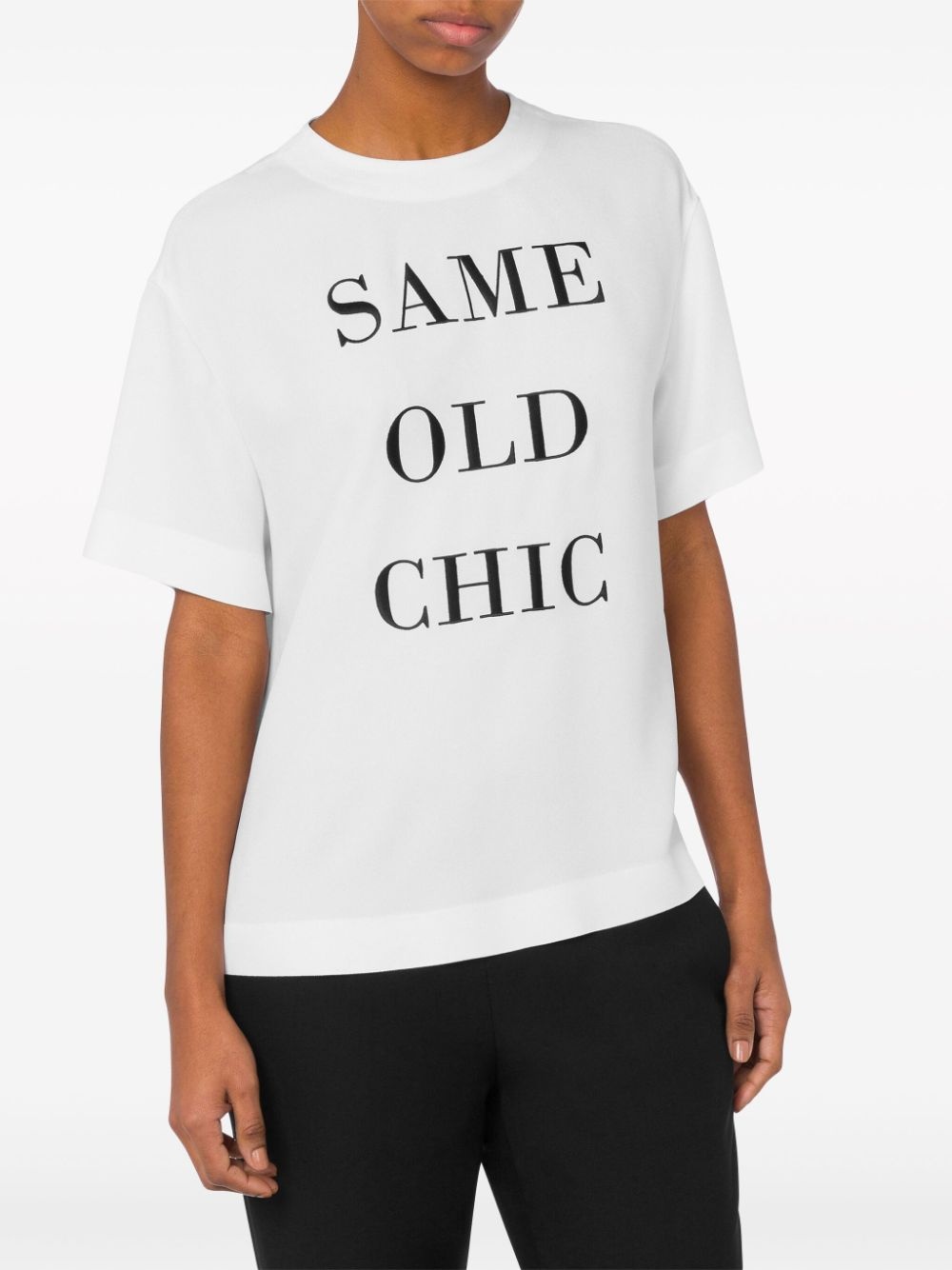 slogan-print zip-up T-shirt - 2