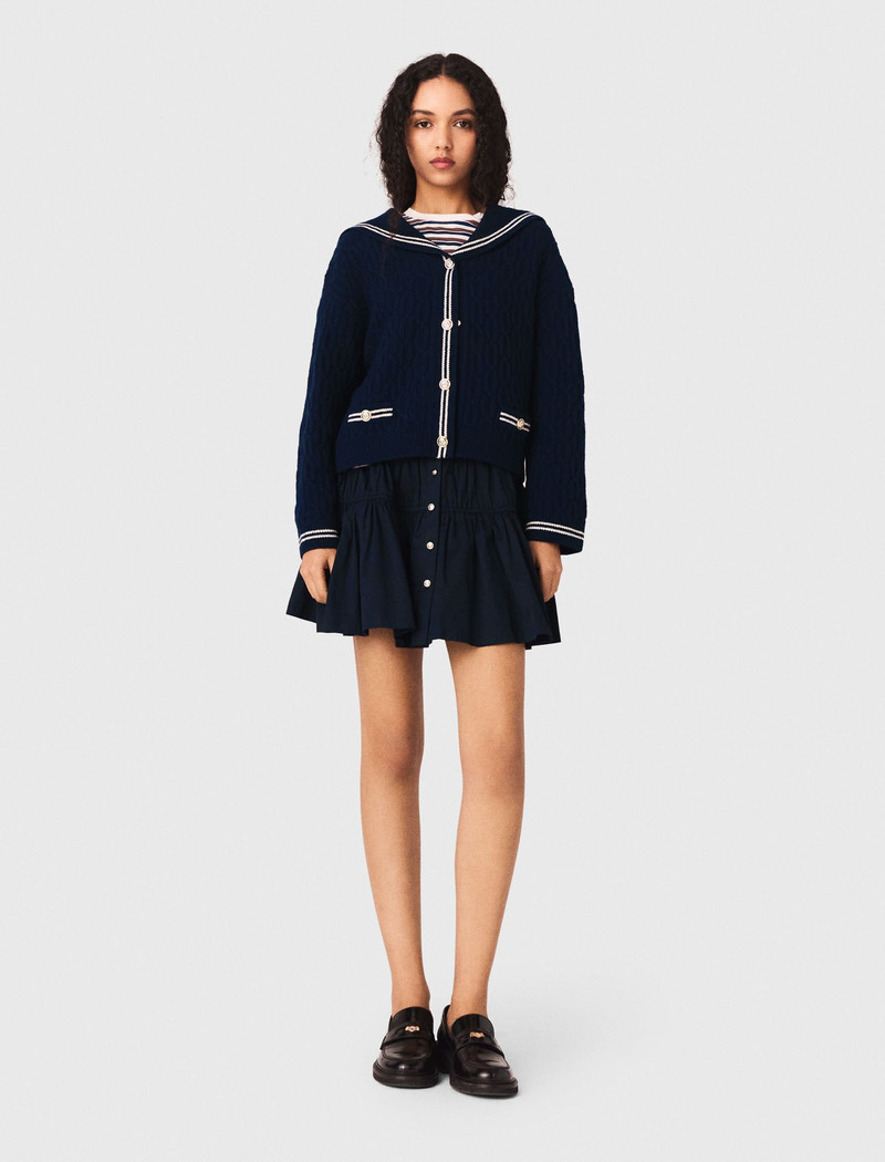 maje Boat neck cable-knit cardigan outlook