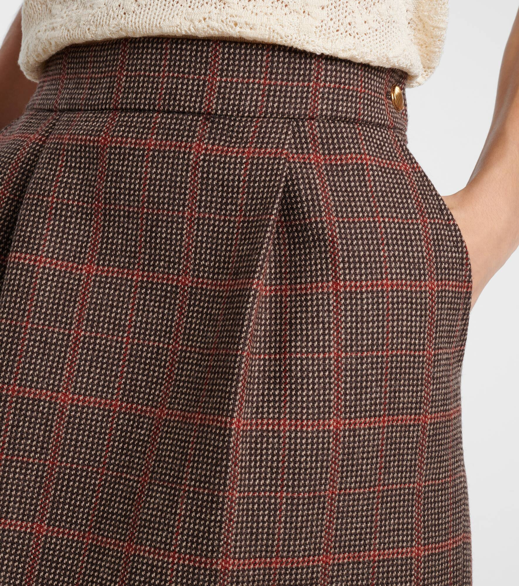 Checked virgin wool miniskirt - 5