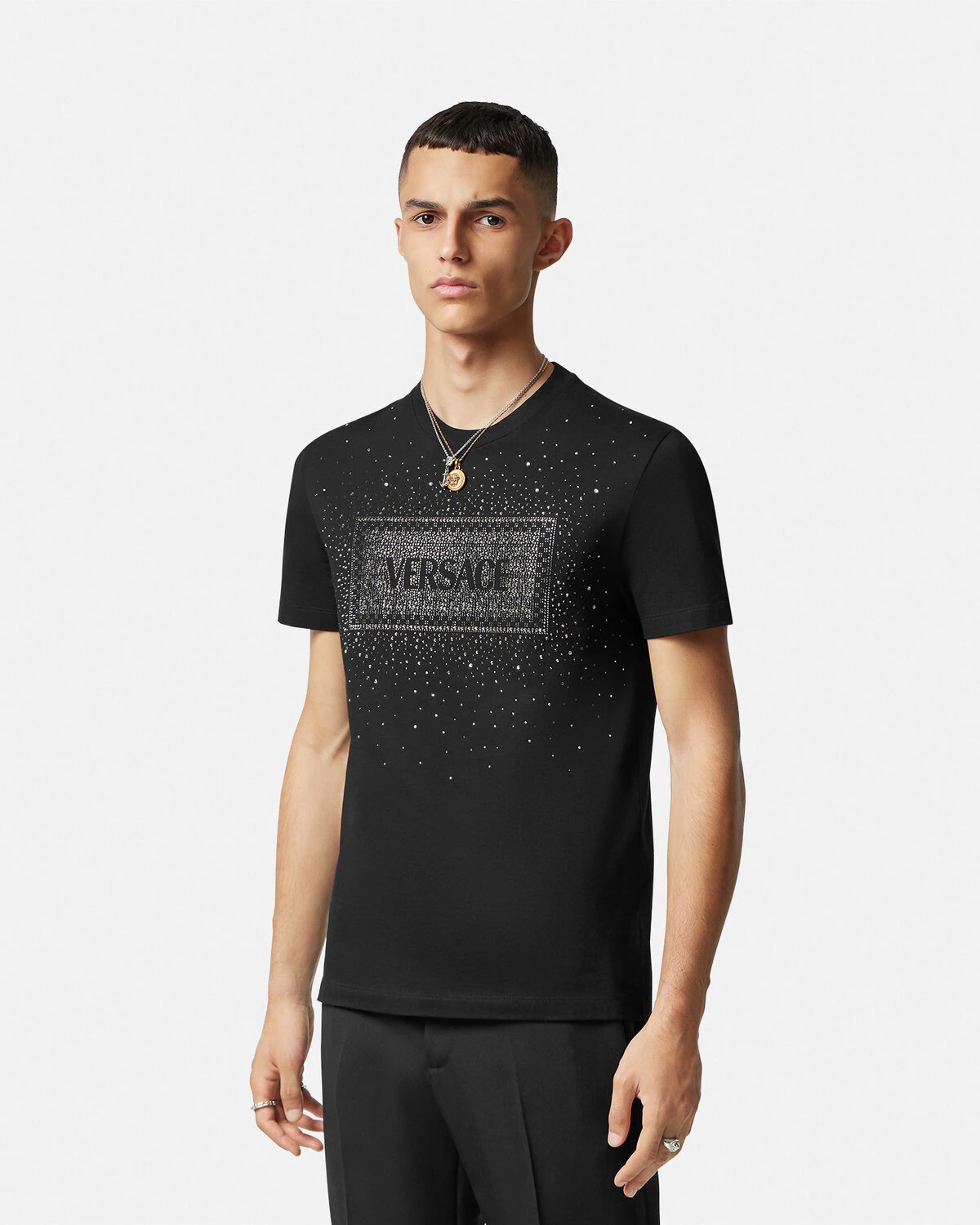 VERSACE Crystal '90s Vintage Logo T-Shirt | REVERSIBLE