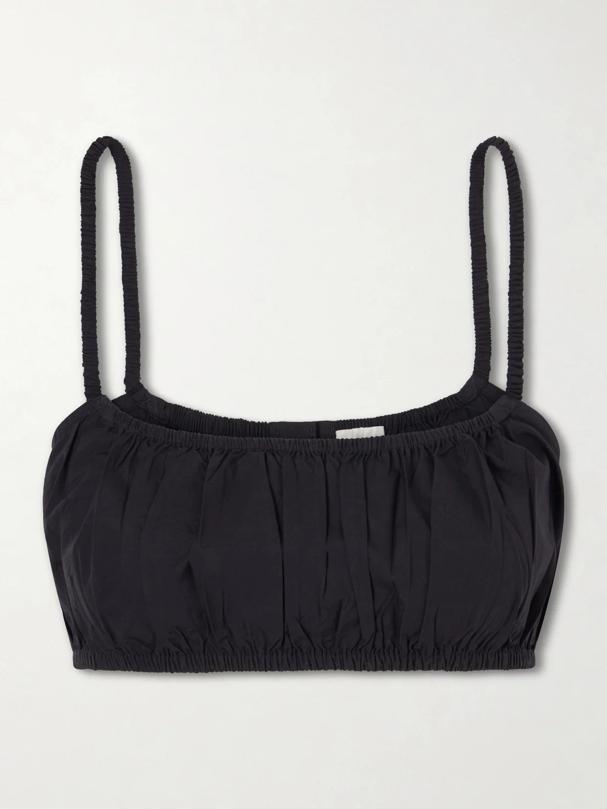 Bea Shirred Cotton-poplin Bandeau Tank - 1