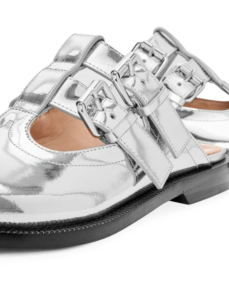 Loewe Women Campo Metallic Leather Mary Jane Mule - 5