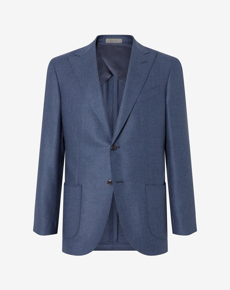 Blue wool and silk twill jacket 1