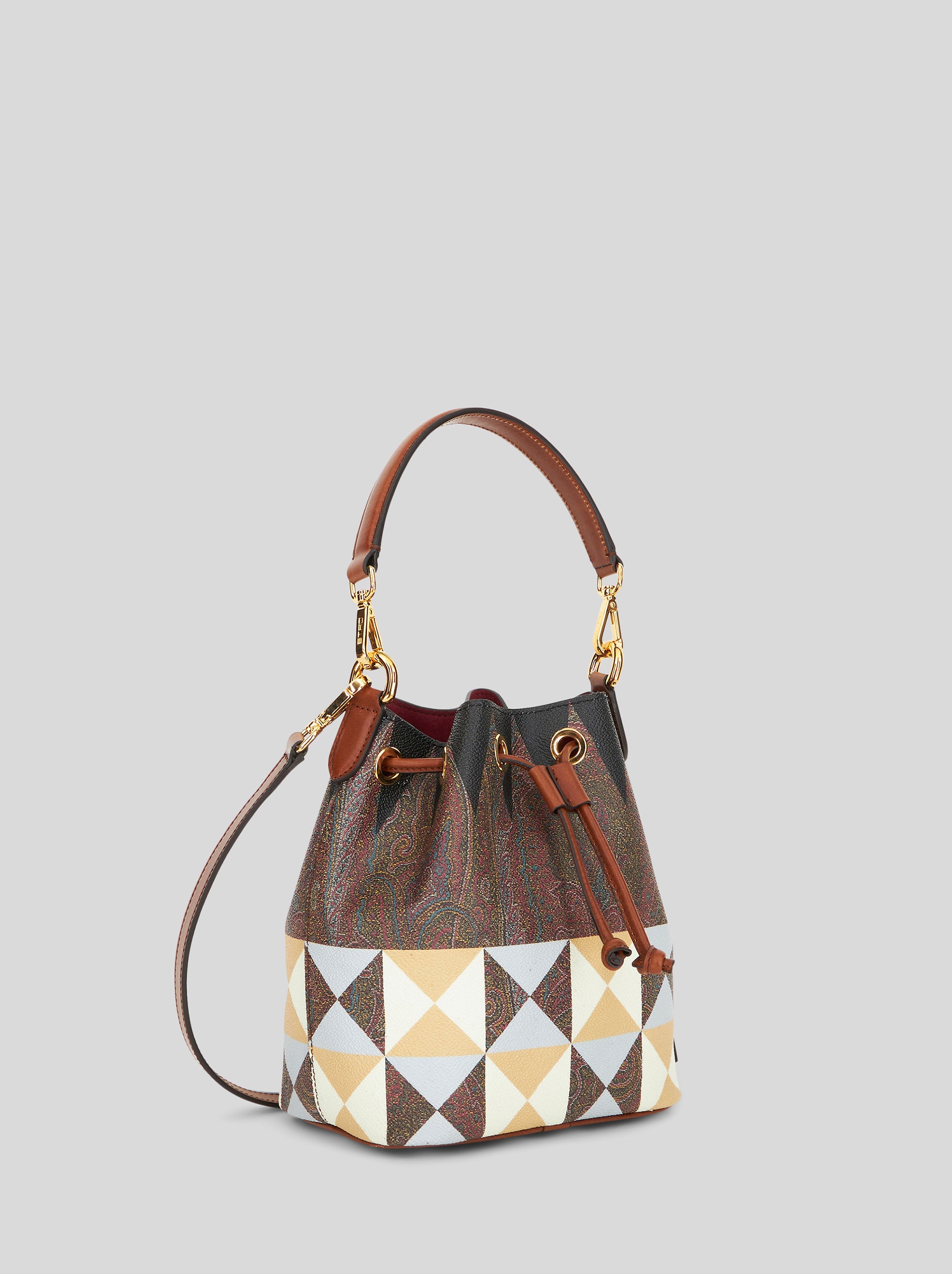 SMALL PAISLEY BUCKET BAG WITH PLACED GEOMETRIC PRINT - 5