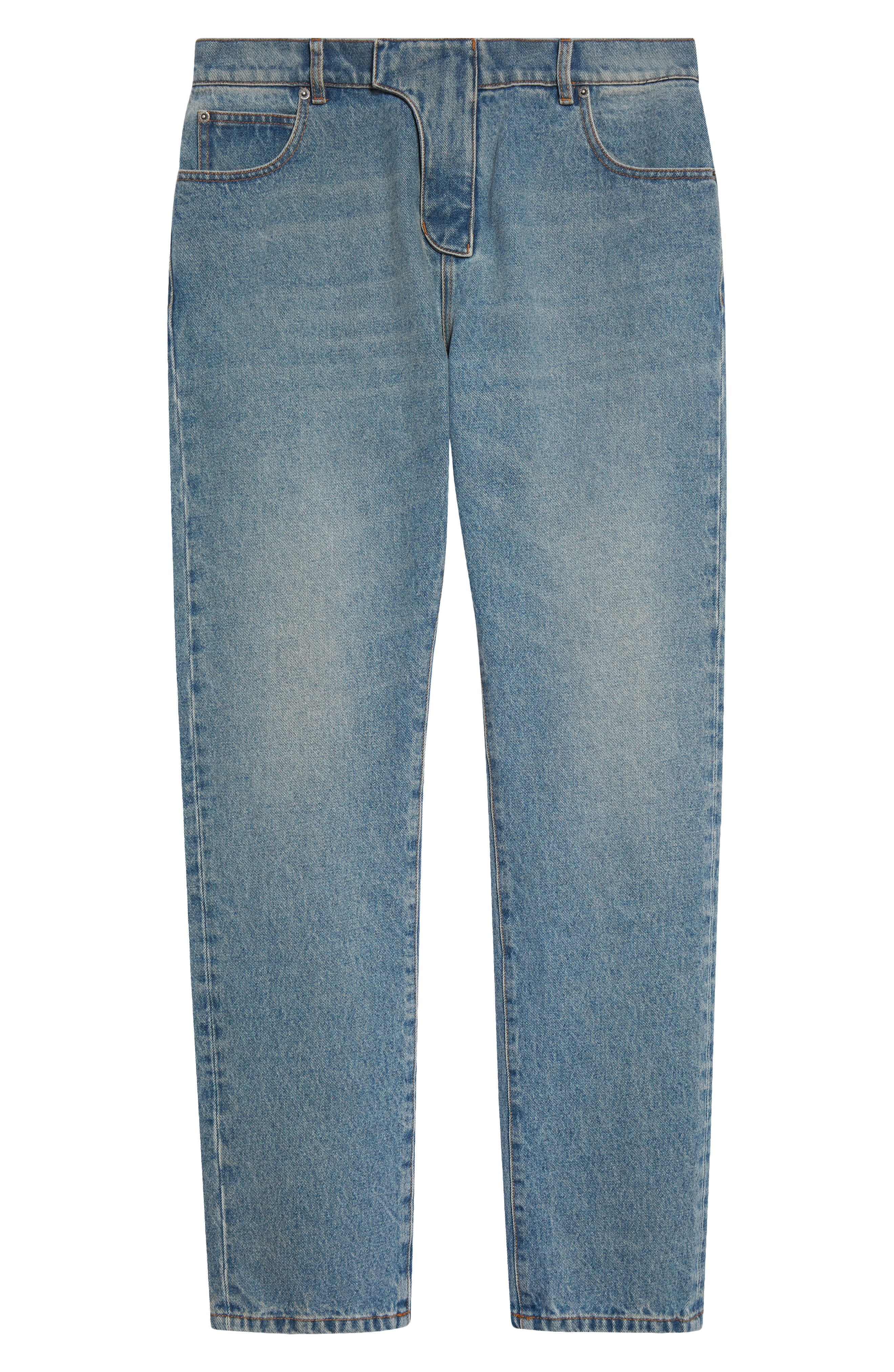 Balmain Regular Fit Straight Leg Jeans in 6Aw Washed Blue Jean at Nordstrom - 6
