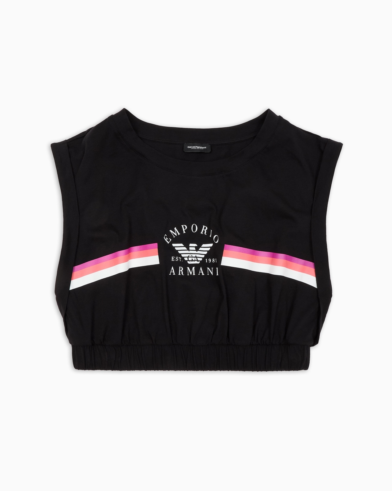 ASV ICONIC ORGANIC-COTTON LOUNGEWEAR CROP TOP WITH LOGO BAND - 1