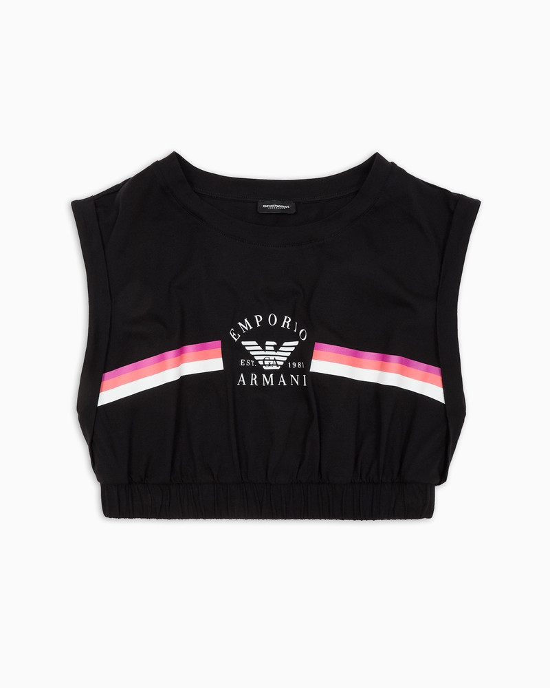 ASV ICONIC ORGANIC-COTTON LOUNGEWEAR CROP TOP WITH LOGO BAND 1