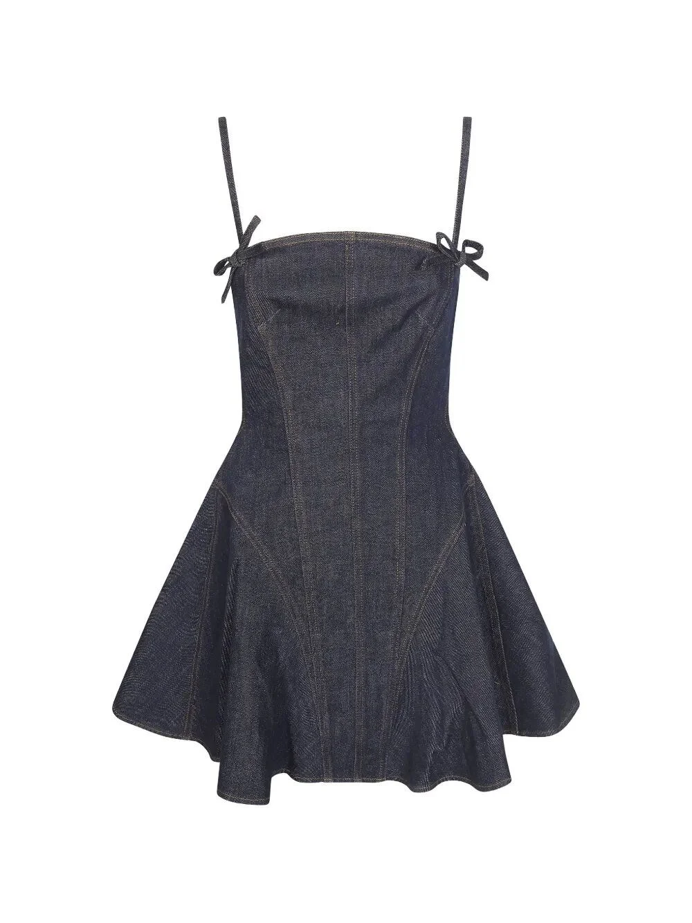 Denim Bow Mini Dress - 1