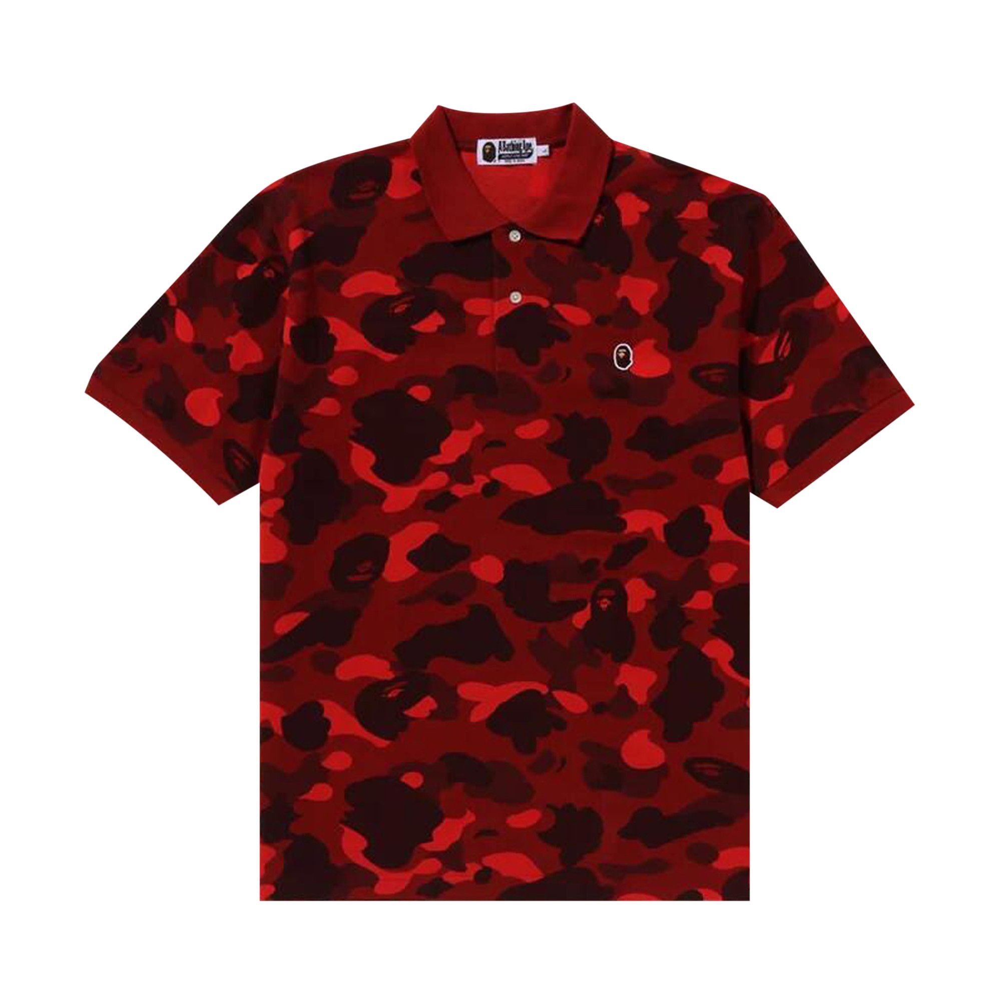 BAPE Color Camo Ape Head One Point Polo 'Red' - 1