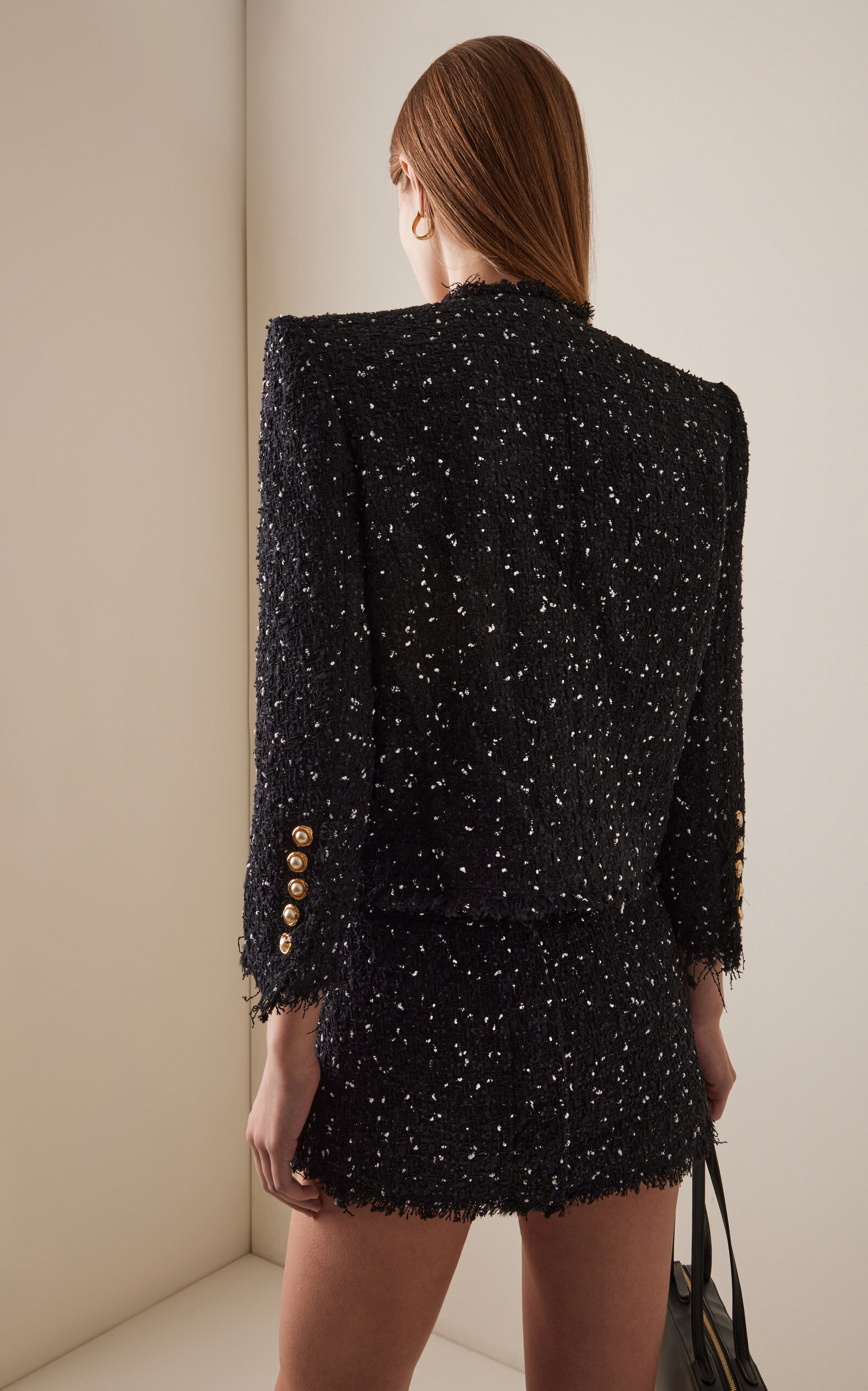 Polka-Dot Tweed Spencer Jacket black - 4
