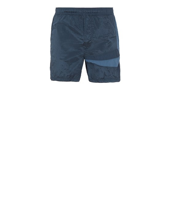 B0142 NYLON METAL IN ECONYL® REGENERATED NYLON_ STAR INLAY_ GARMENT DYED AVIO BLUE - 1