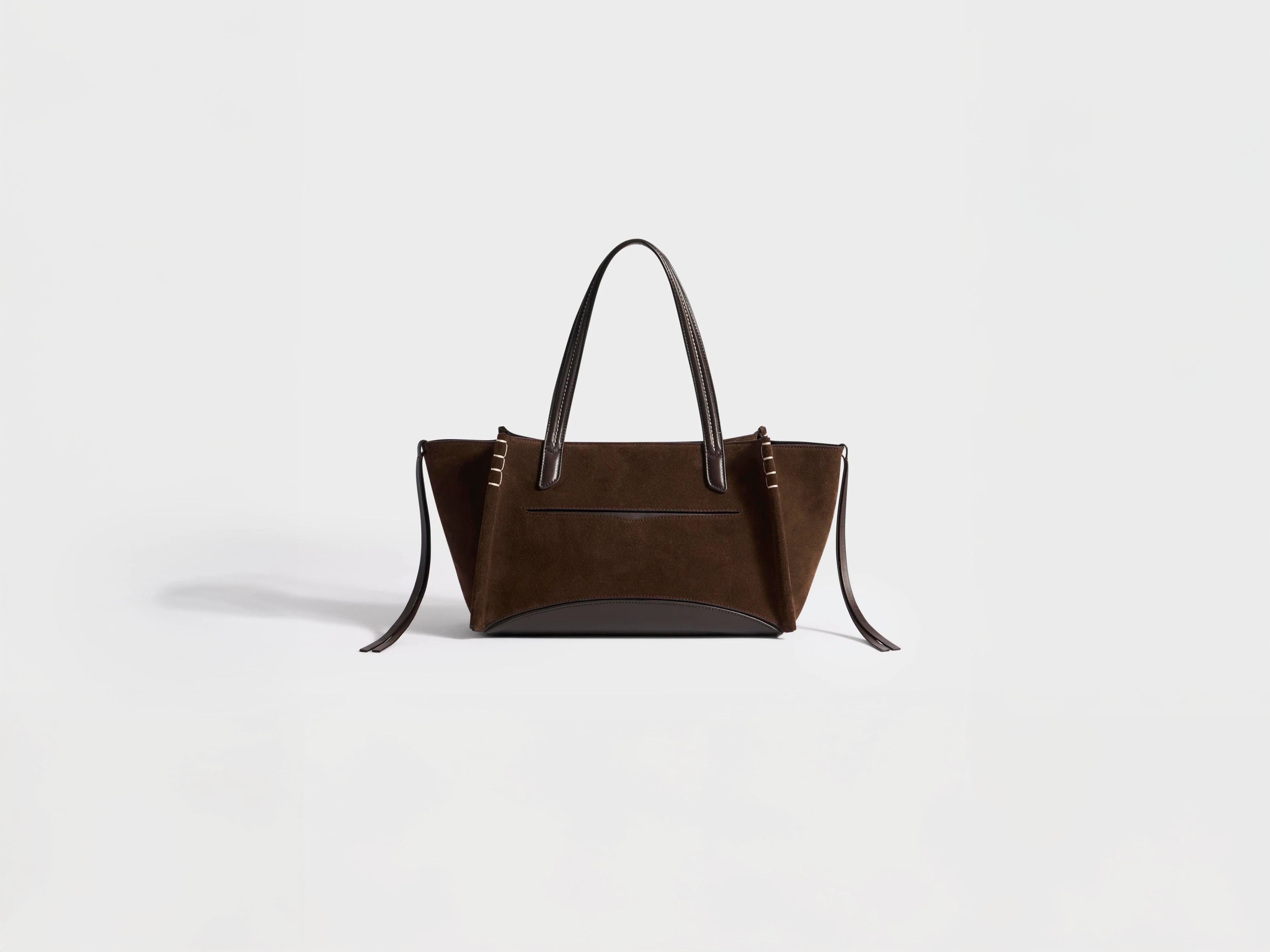 ELONGATED LOAFER CABAS BAG IN BROWN SUEDE - 1