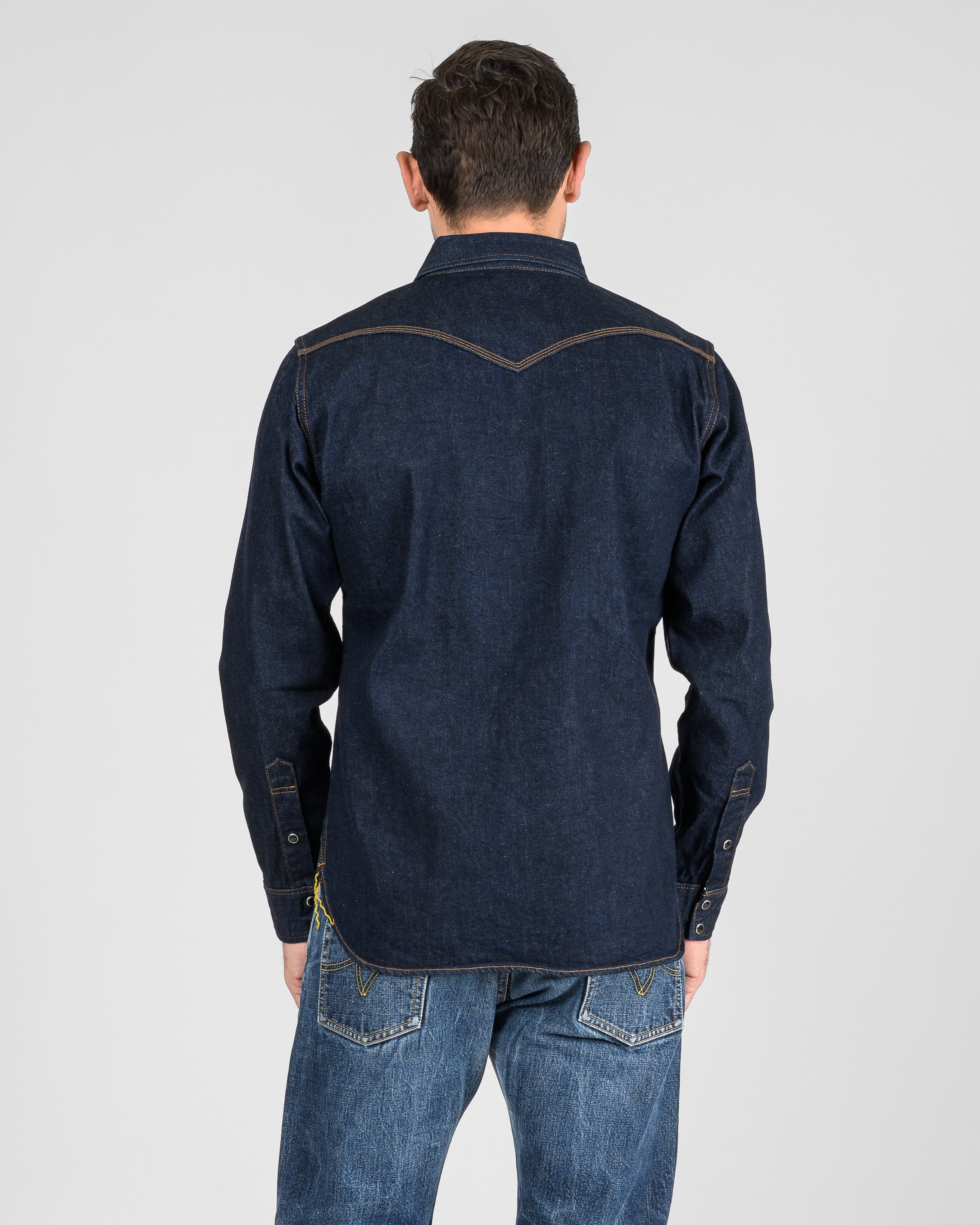 IHSH-33-IND 12oz Selvedge Denim Western Shirt - Indigo - 10