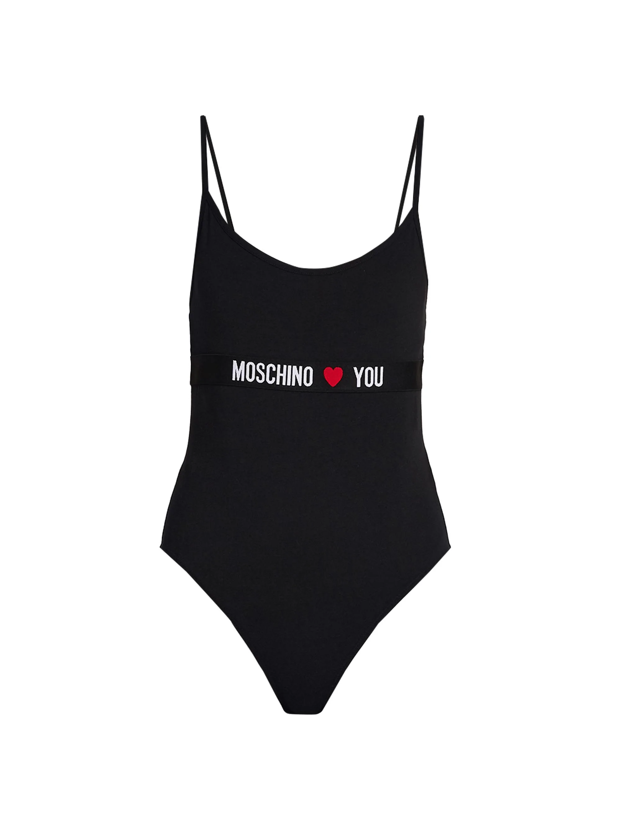 Women's " Loves You" Stretch-Cotton Jersey Bodysuit - Black - 1