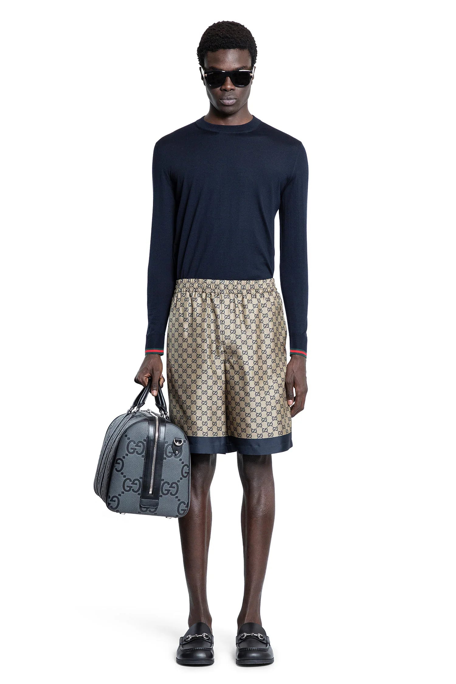 Printed-Gg-Silk-Twill-Shorts - 4