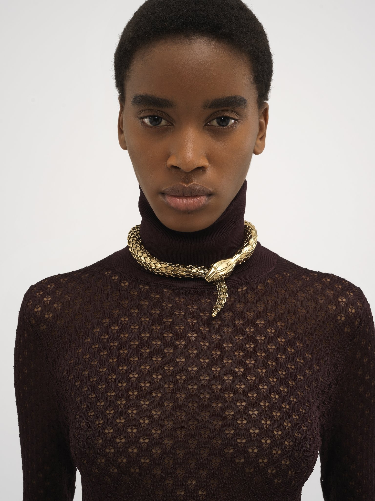 FITTED TURTLENECK SWEATER IN LACE KNIT - 6