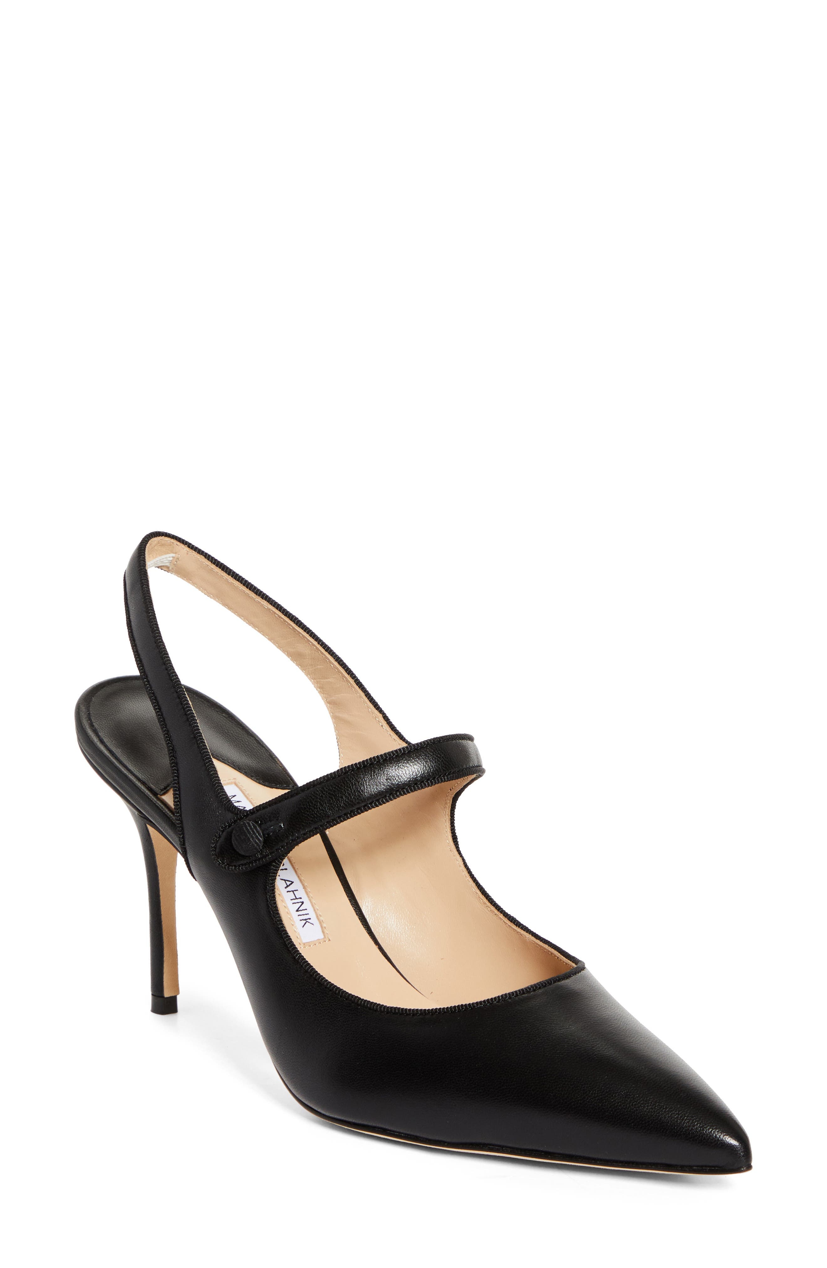 Manolo Blahnik Camparisli Pointed Toe Mary Jane Slingback Pump in Black at Nordstrom - 1