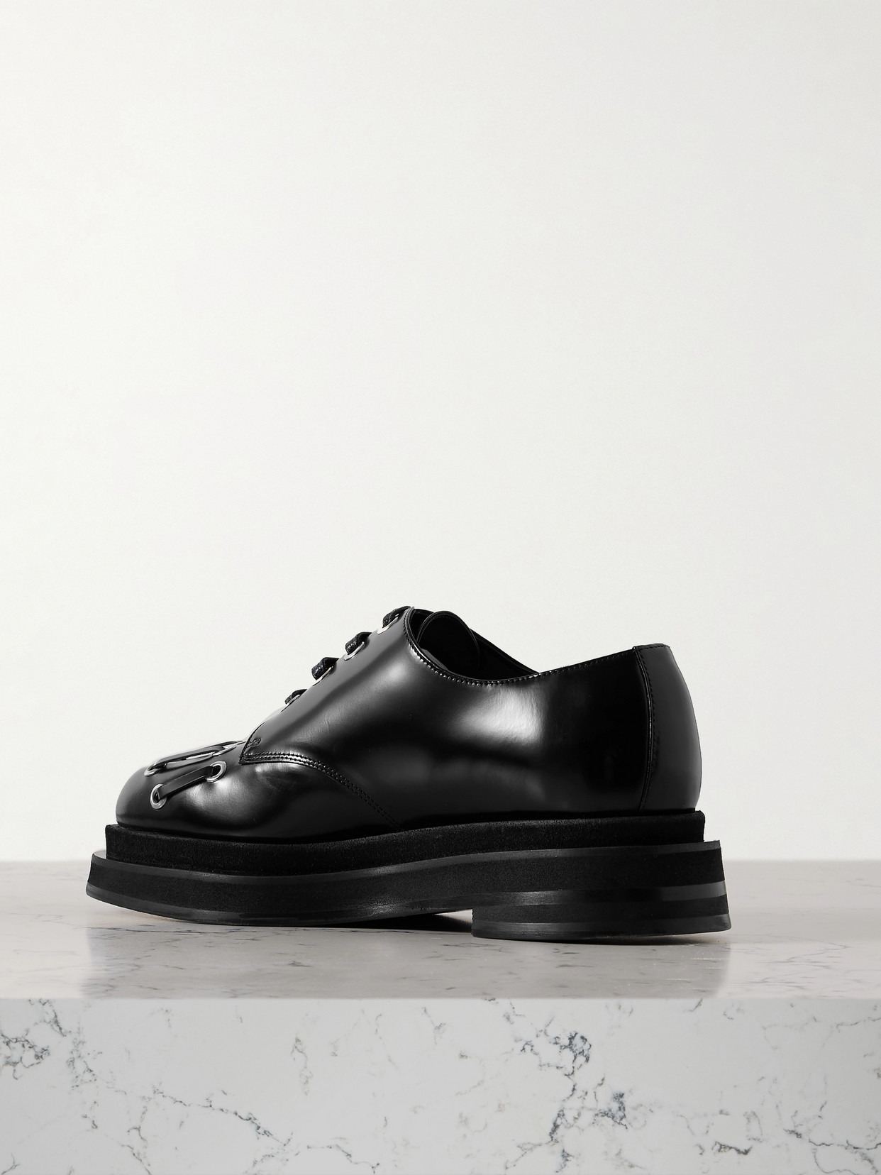 Embellished Leather Platform Brogues - 3