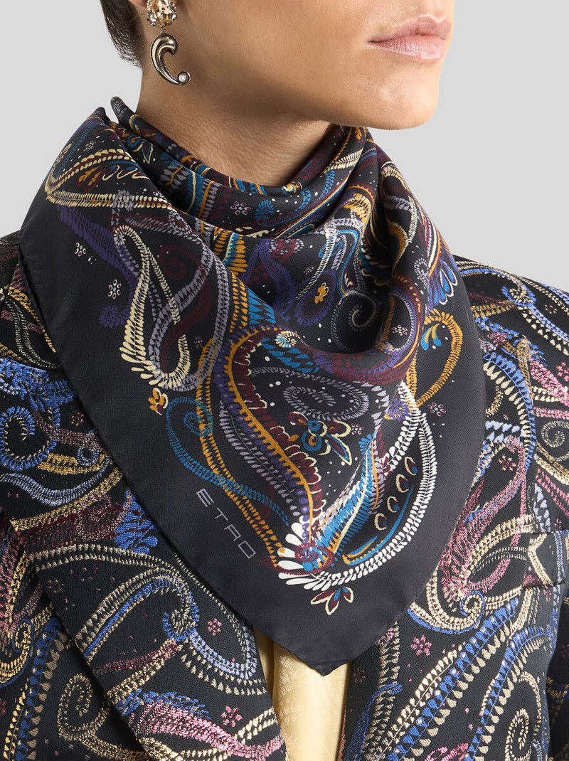 Etro SILK SCARF WITH PAISLEY FOLIAGE MOTIF outlook