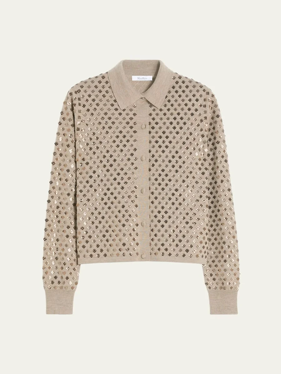 Ragno Sequin-Embellished Wool Cardigan - 1