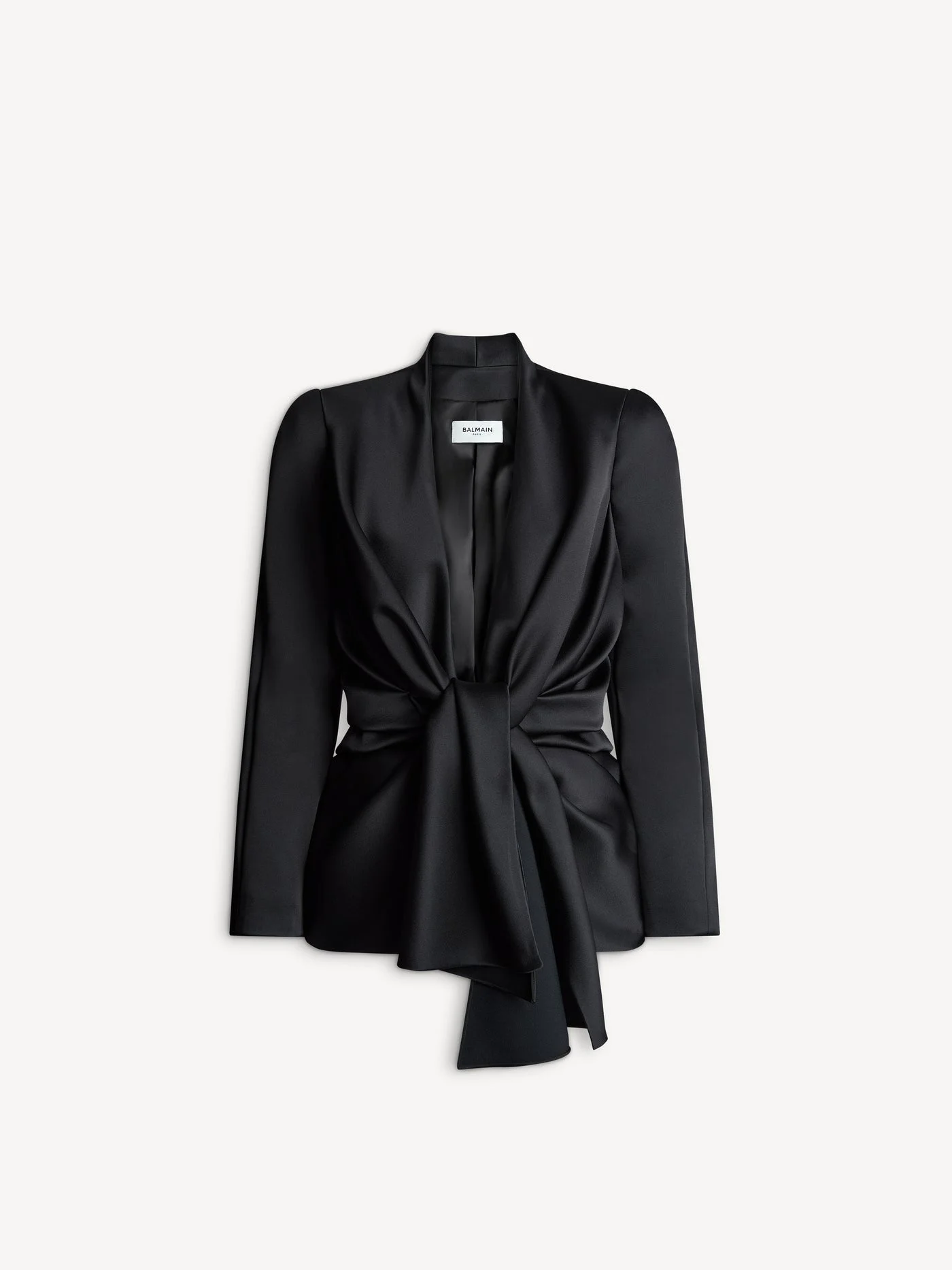 Satin crepe jacket with tie detail - 1